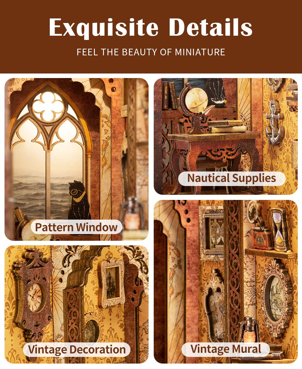 CUTEBEE Book Nook Kit – DIY Miniature Library Dollhouse for Shelves