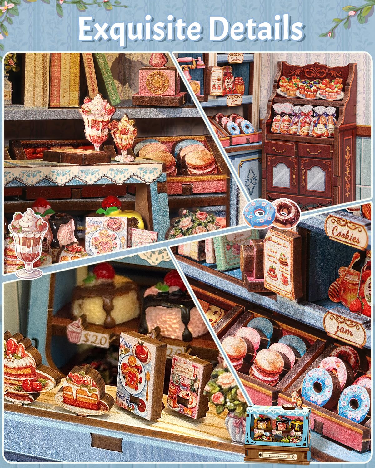 CUTEBEE Book Nook Kit - Sweet Marie DIY Miniature Bakery Dollhouse