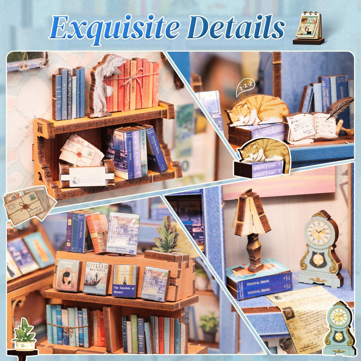 CUTEBEE Book Nook Kit – DIY Miniature House for Bookshelves | Literature Bookstore Decor