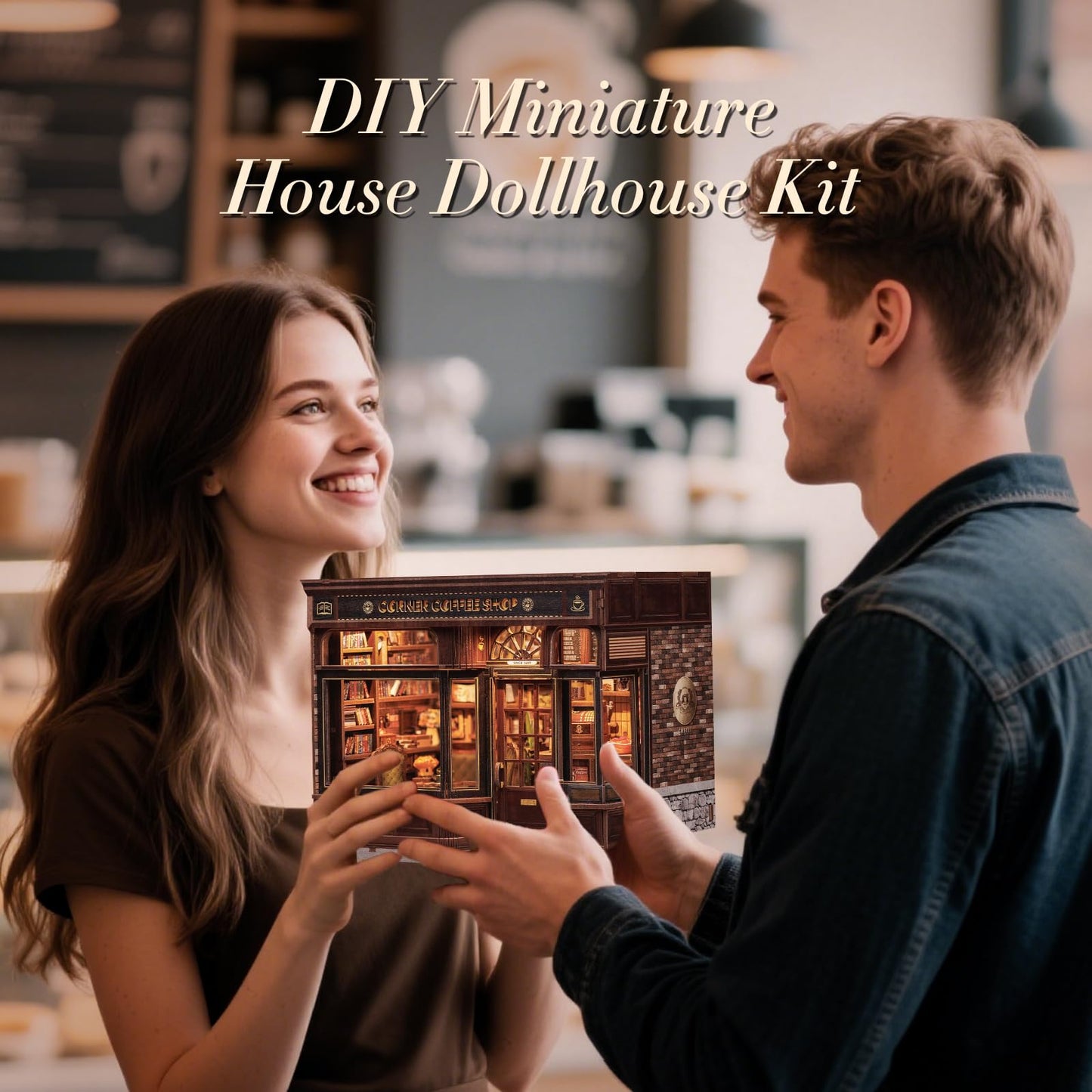 CUTEBEE Book Nook Kit | DIY Miniature Dollhouse with LED Bookend