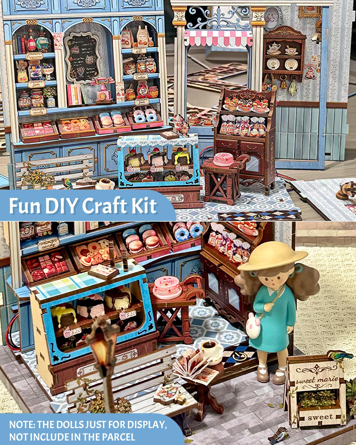 CUTEBEE Book Nook Kit - Sweet Marie DIY Miniature Bakery Dollhouse
