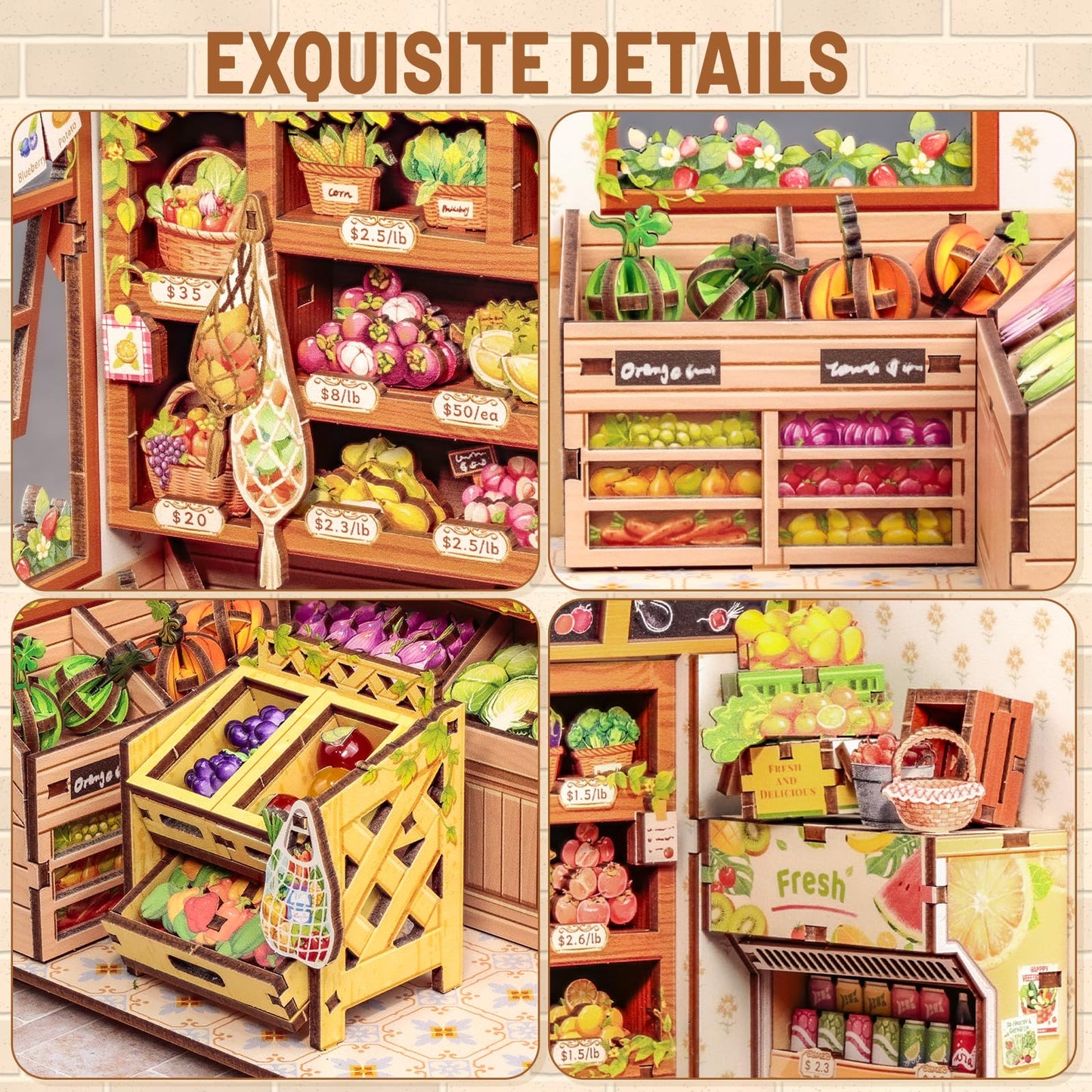 CUTEBEE Book Nook Kit – The Greens’ Grocery Miniature Dollhouse for Adults