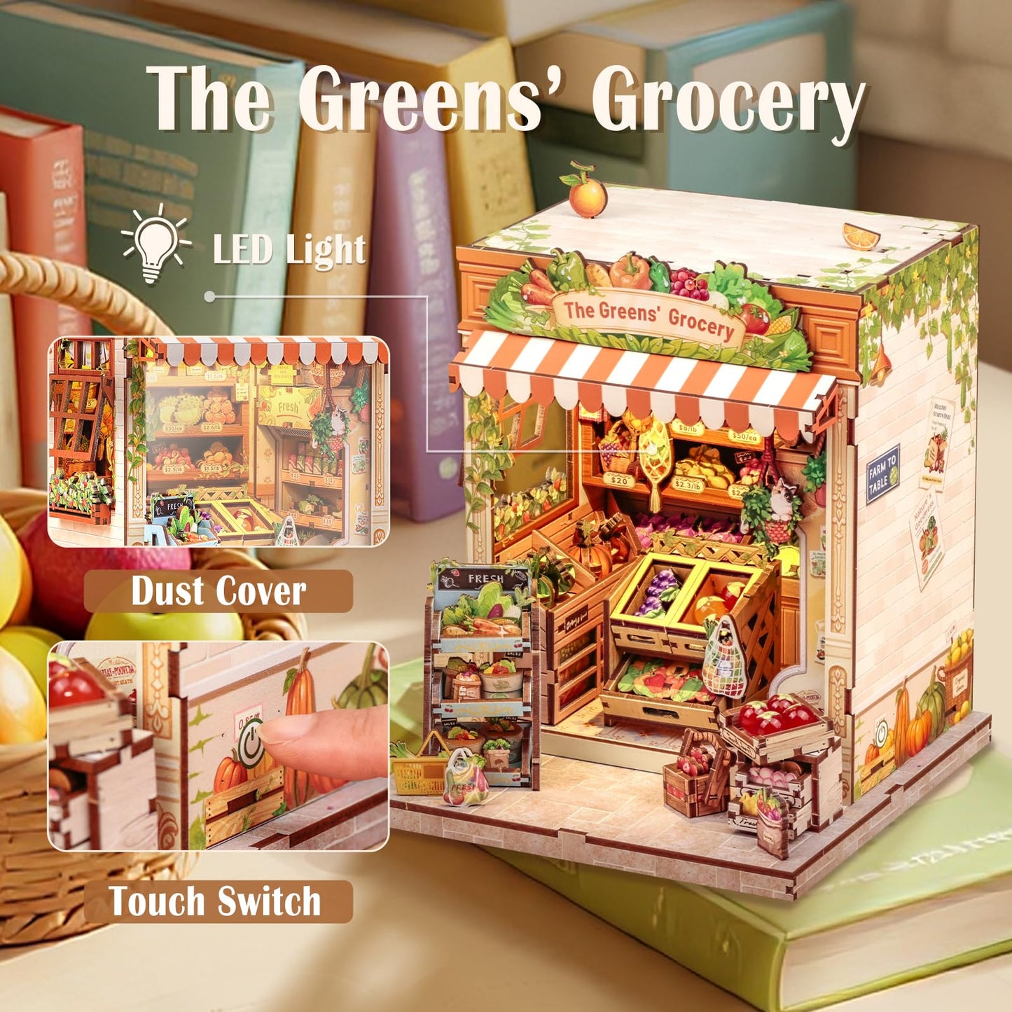 CUTEBEE Book Nook Kit – The Greens’ Grocery Miniature Dollhouse for Adults