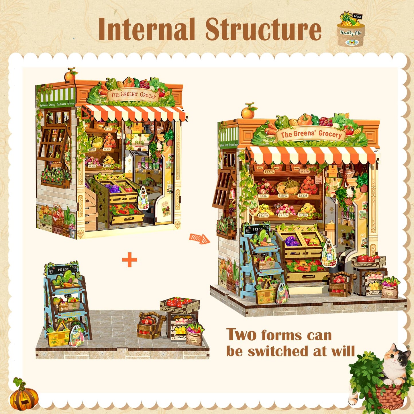 CUTEBEE Book Nook Kit – The Greens’ Grocery Miniature Dollhouse for Adults