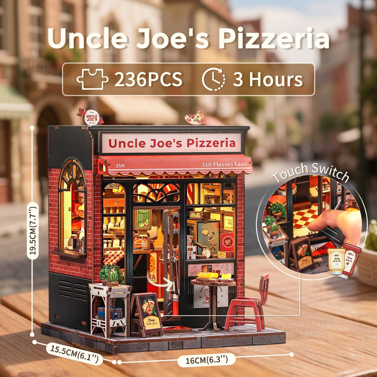 CUTEBEE Book Nook Kit - Uncle Joe's Pizzeria DIY Miniature House for Adults & Teens