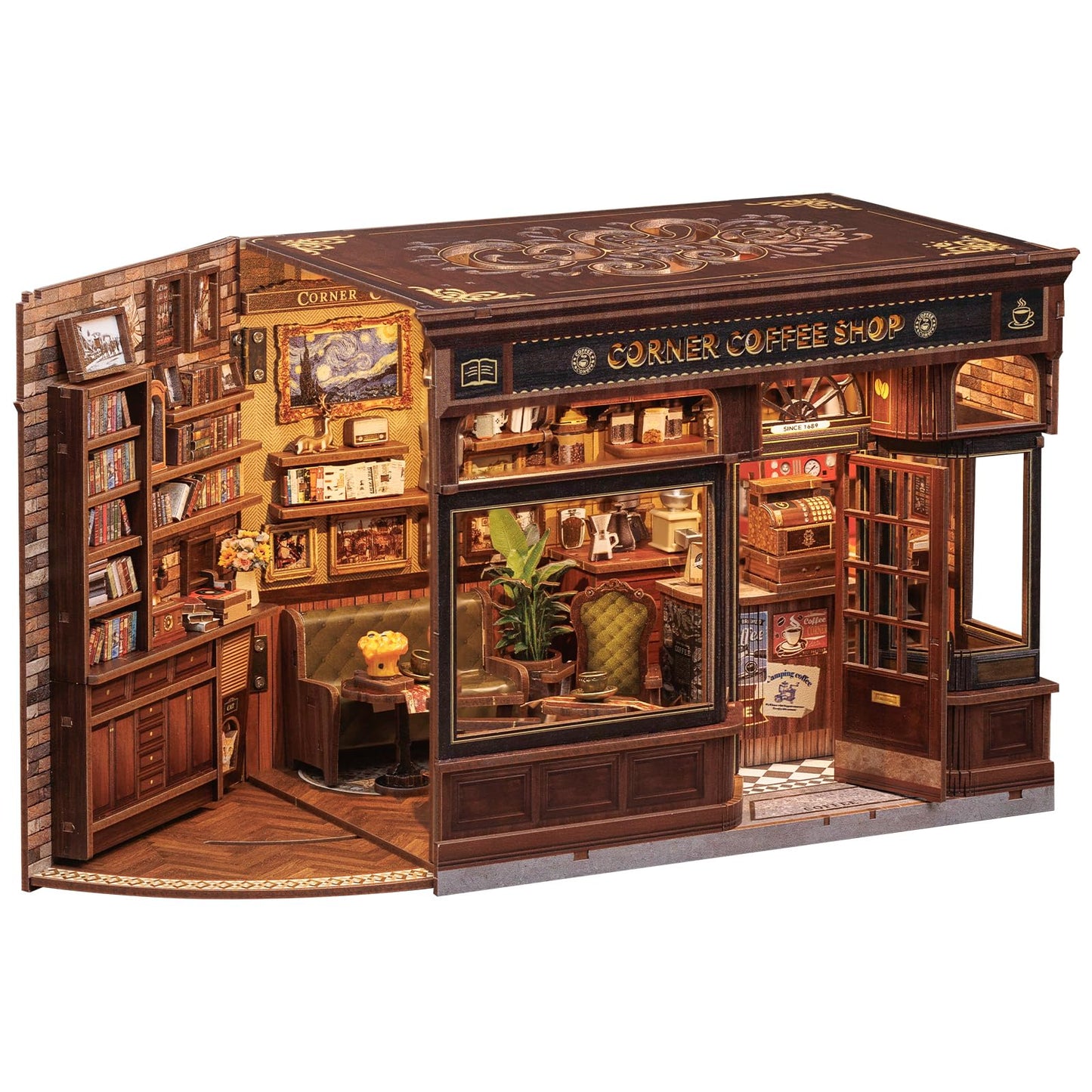 CUTEBEE Book Nook Kit | DIY Miniature Dollhouse with LED Bookend