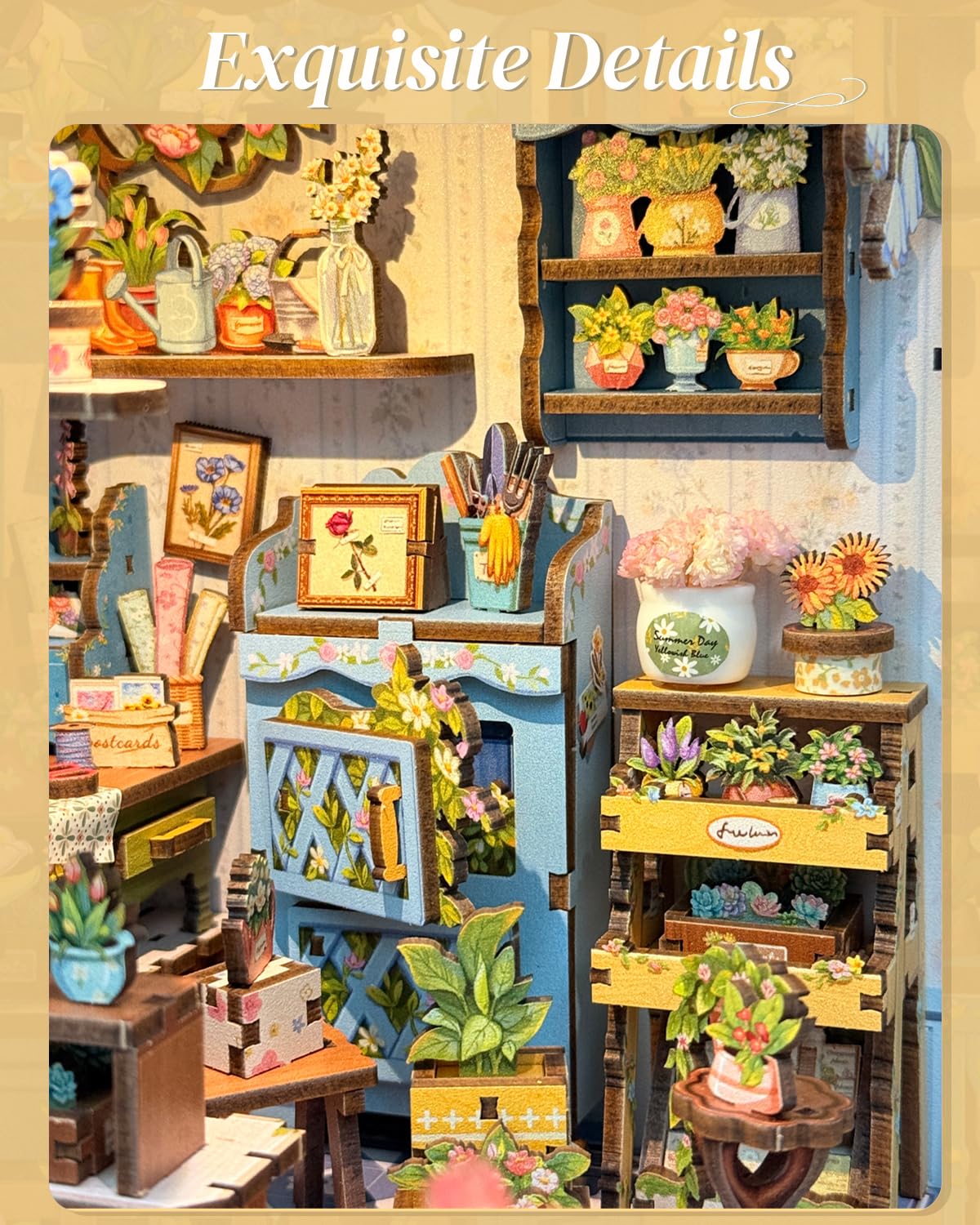 CUTEBEE Book Nook Kit Anna's Blue Blossom – DIY Miniature House for Adults