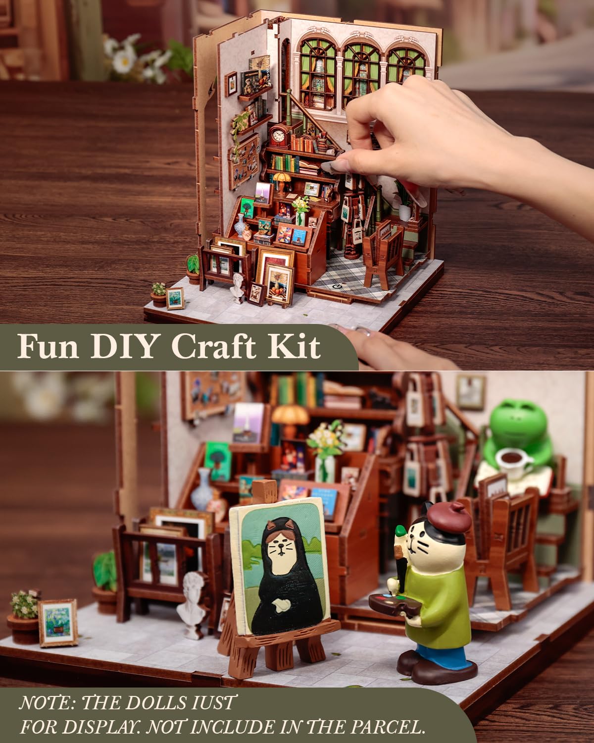 CUTEBEE Book Nook Kit – DIY Miniature Bookstore 3D Puzzle for Adults | Gallery Bookstore