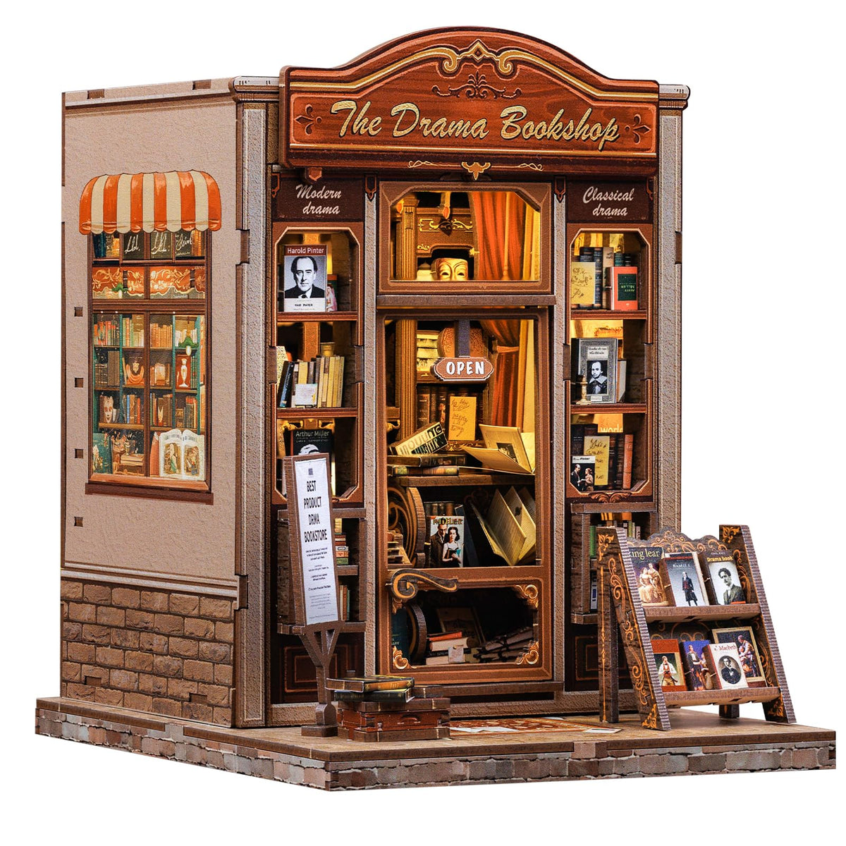 CUTEBEE Book Nook Kit – DIY Miniature Drama Bookshop Dollhouse for Adults & Teens