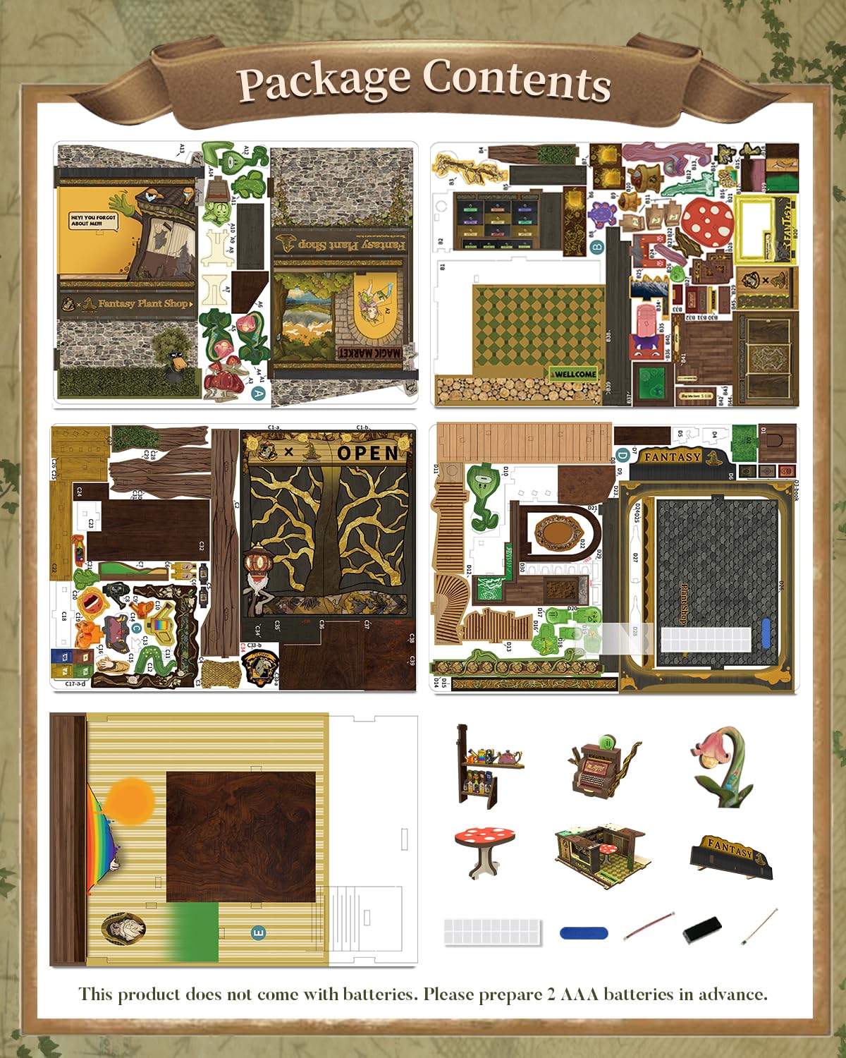 CUTEBEE Book Nook Kit – DIY Miniature House for Beginners | Fantasy Plant Shop Edition