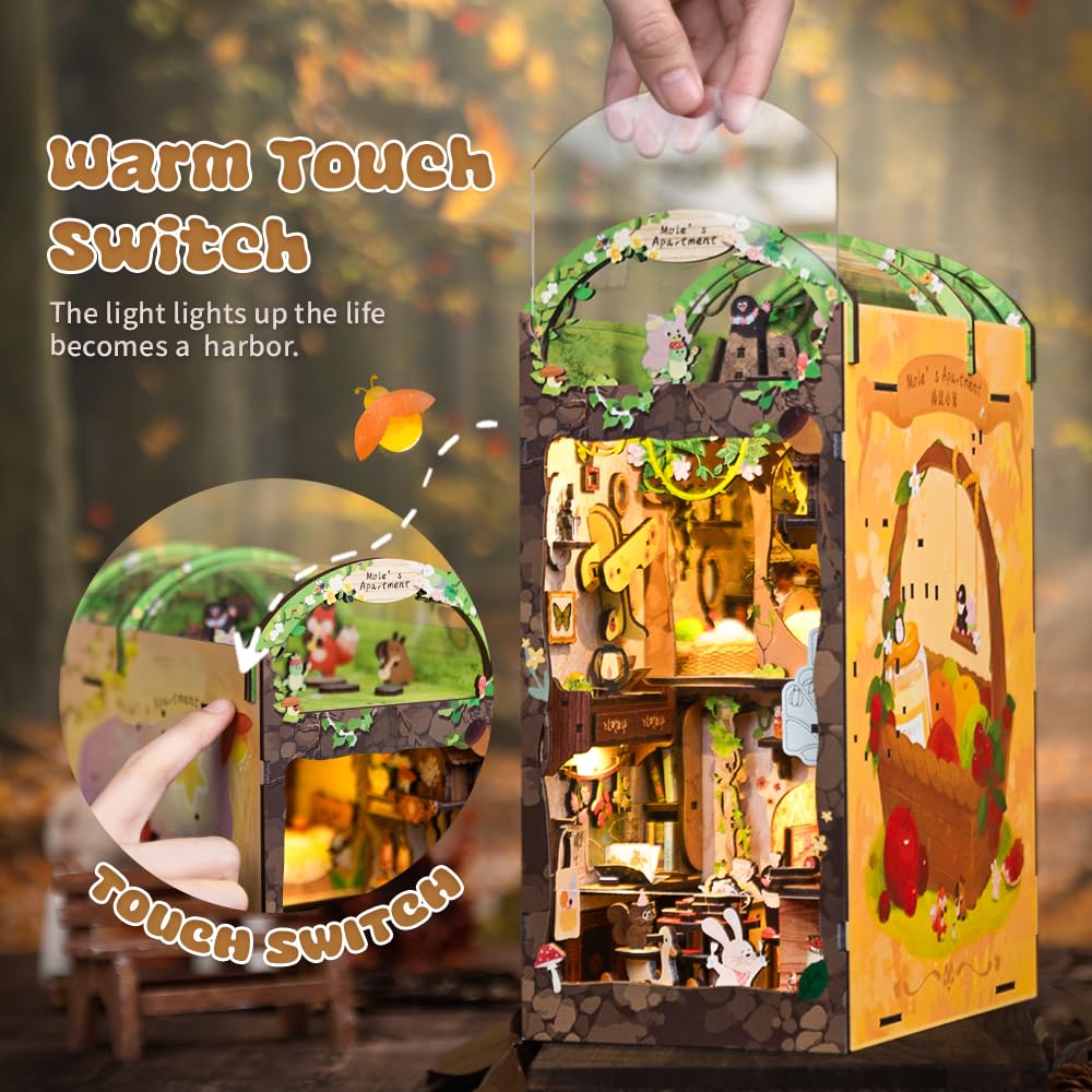CUTEBEE Book Nook Kit – Mole's Apartment DIY Miniature House for Bookshelf Decor