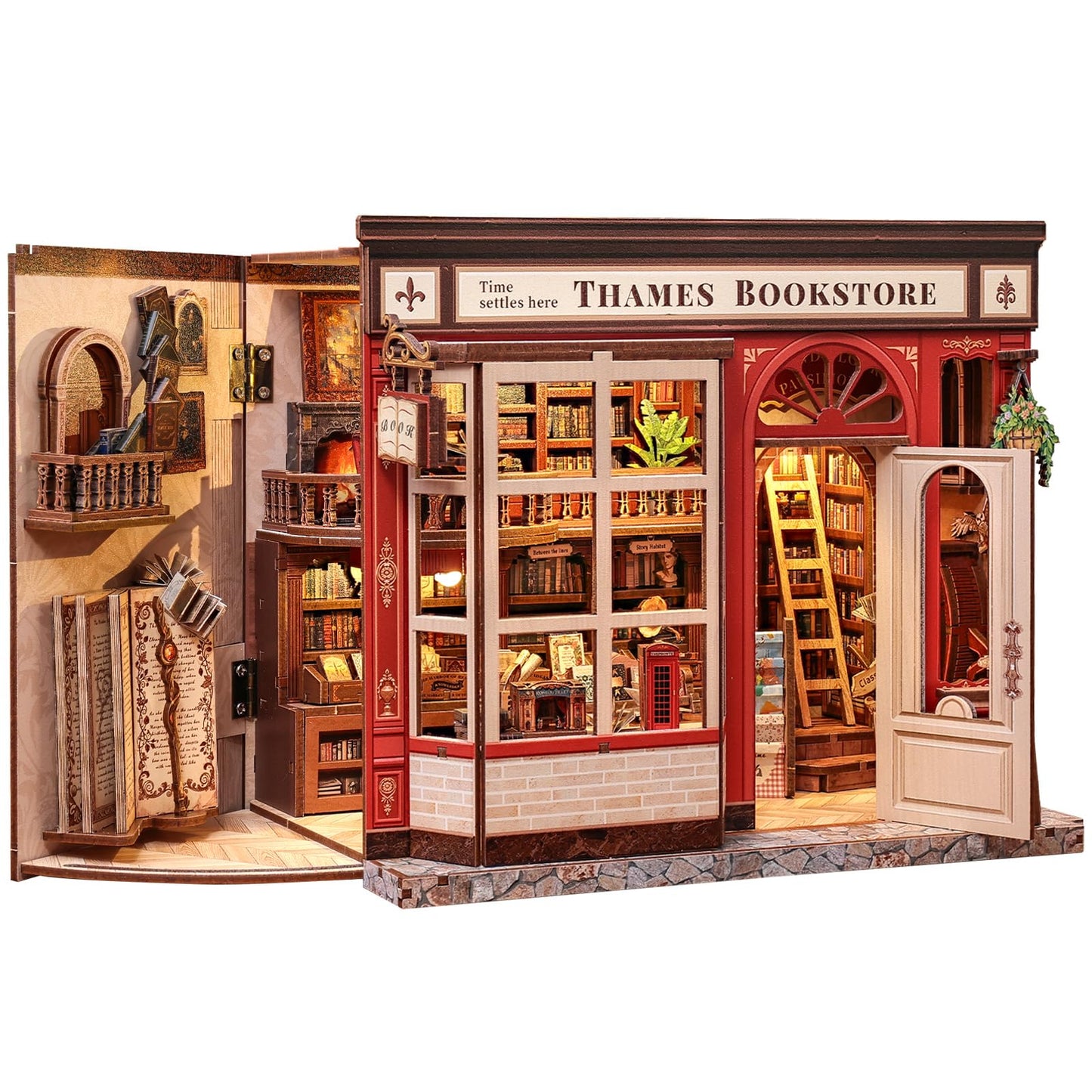 CUTEBEE Book Nook Kit – DIY Miniature Dollhouse for Adults & Teens (Thames Bookstore)