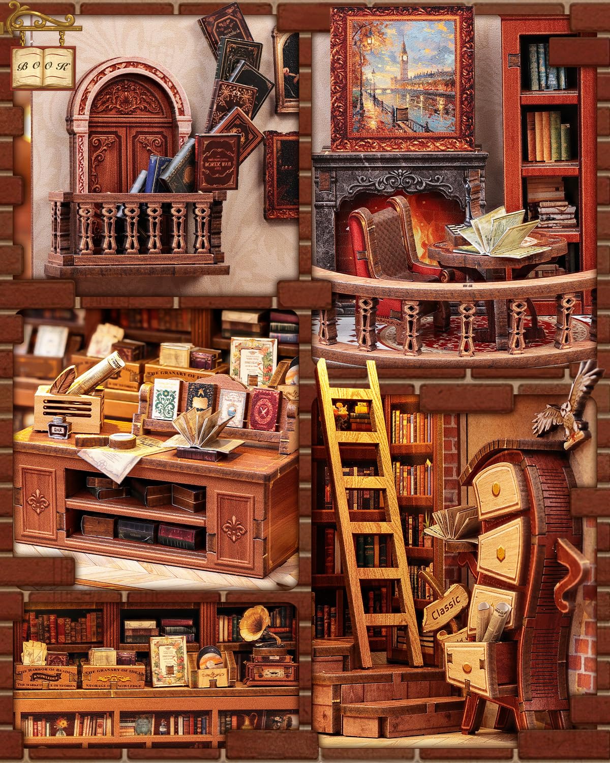 CUTEBEE Book Nook Kit – DIY Miniature Dollhouse for Adults & Teens (Thames Bookstore)