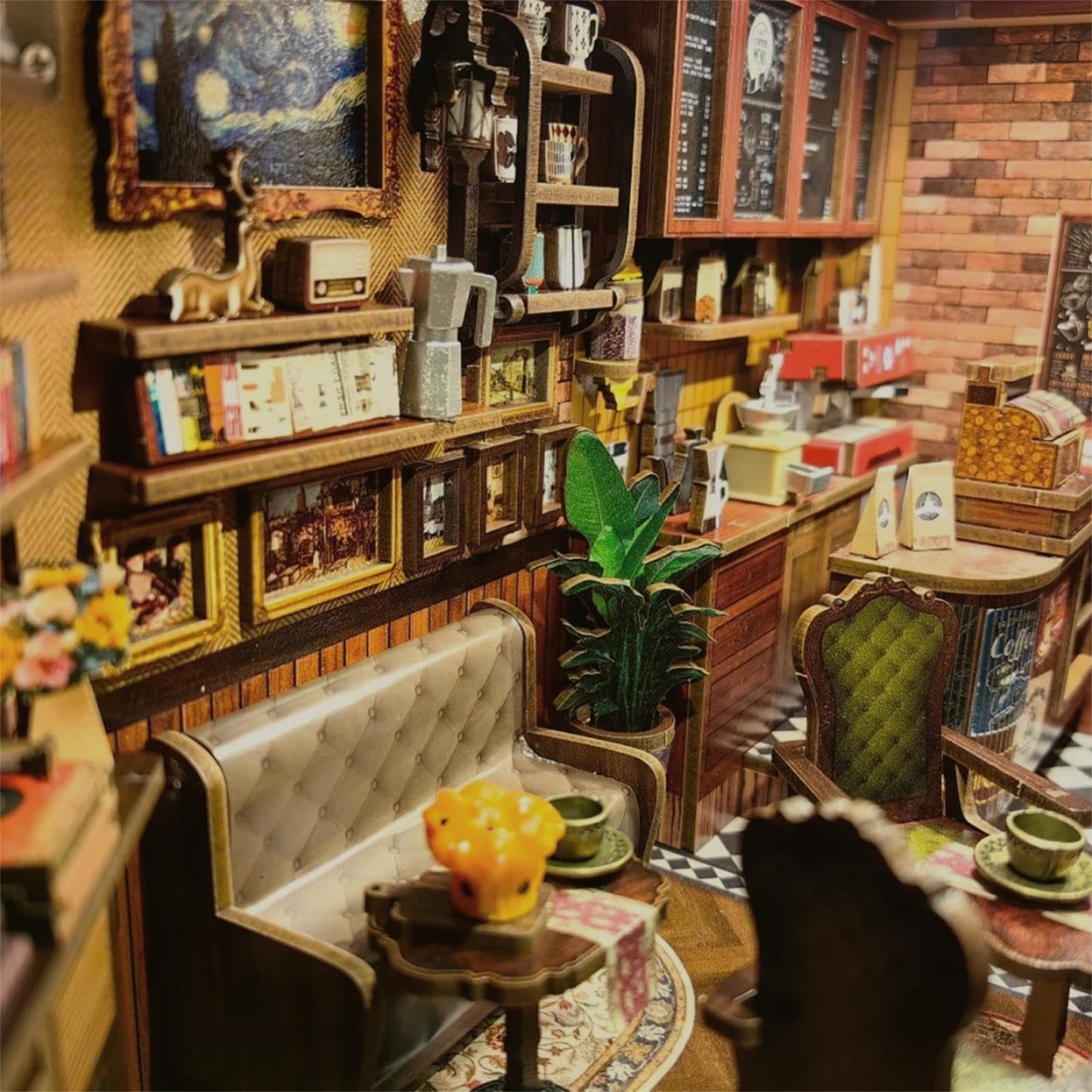 CUTEBEE Book Nook Kit – DIY Miniature Coffee Shop Dollhouse for Adults | 3D Wooden Puzzle