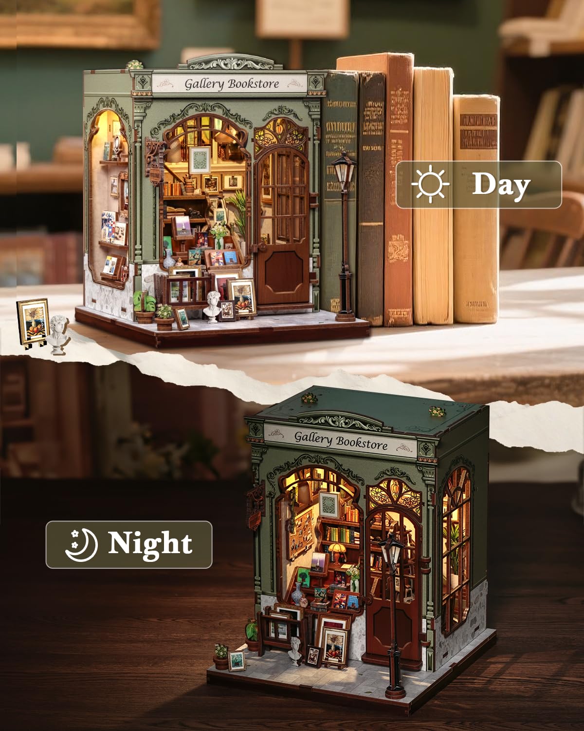 CUTEBEE Book Nook Kit – DIY Miniature Bookstore 3D Puzzle for Adults | Gallery Bookstore
