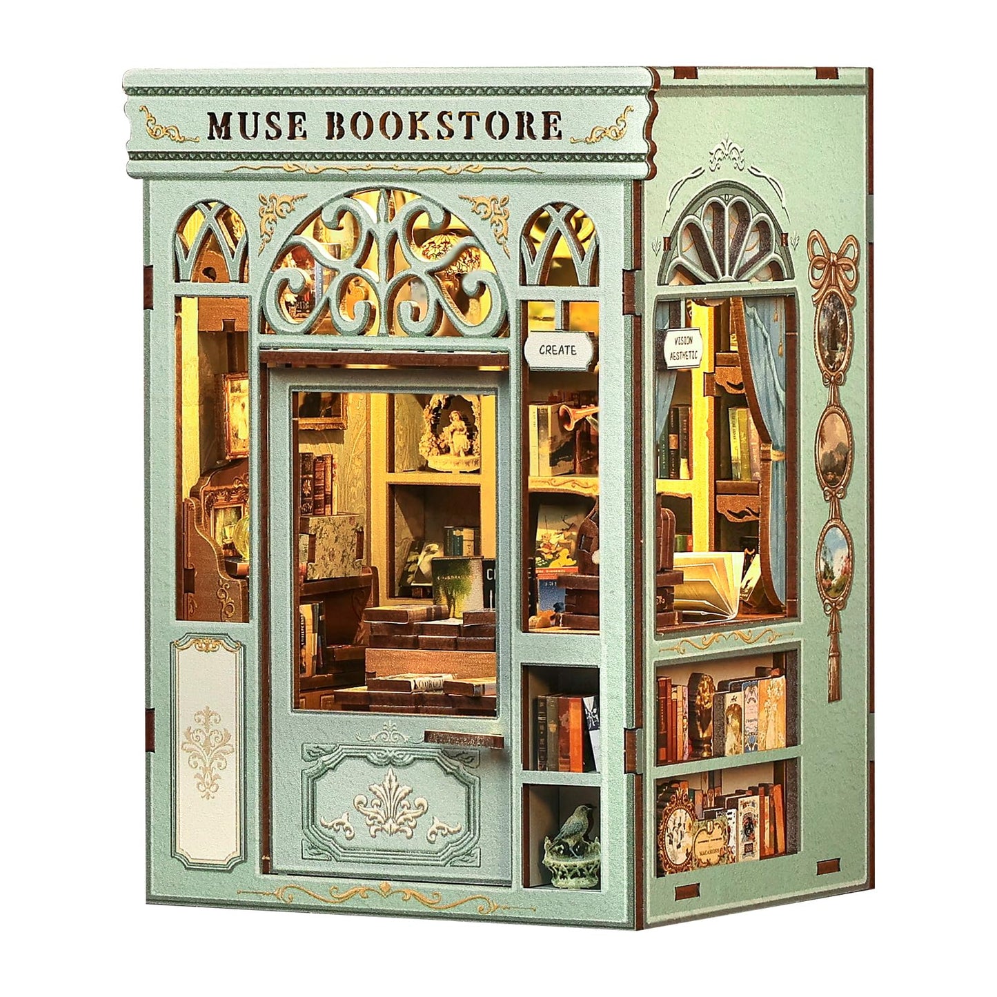 CUTEBEE Book Nook Kit – DIY Miniature Library for Shelves | 3D Wooden Puzzle