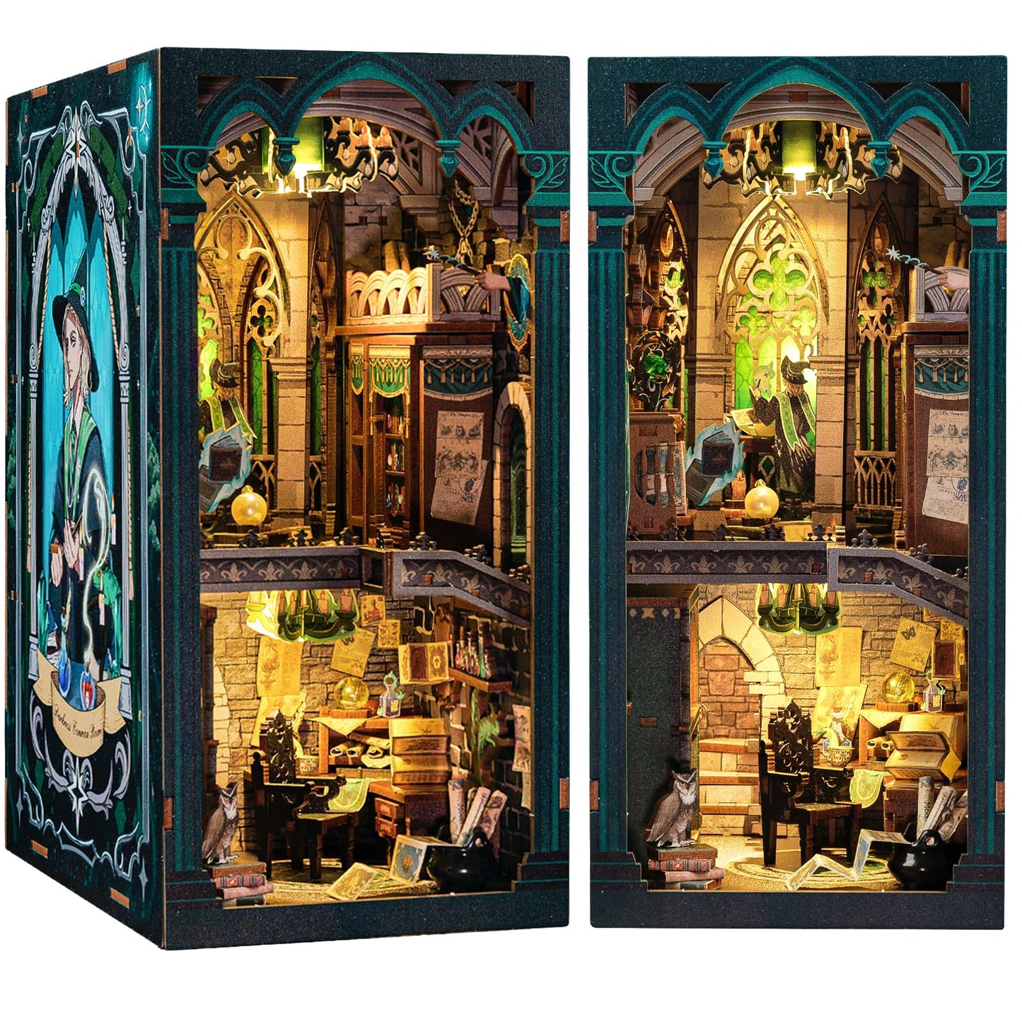 CUTEBEE Book Nook Kit - DIY Miniature House for Adults, 3D Wooden Puzzle (Darkness Common Room)