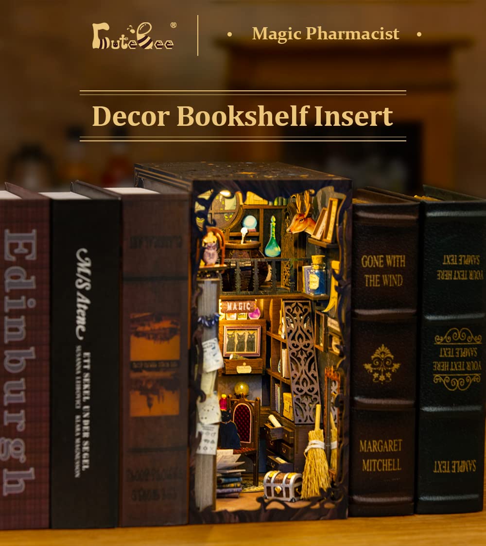 CUTEBEE Book Nook Kit – DIY Miniature House Kit for Adults & Teens | 3D Wooden Puzzle & Shelf Decor