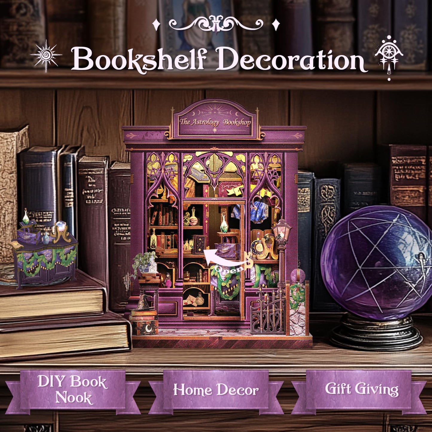 CUTEBEE Book Nook Kit – Astrology Bookshop DIY Miniature House for Adults & Teens