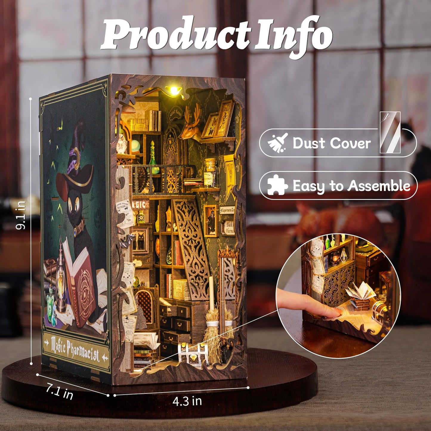 CUTEBEE Book Nook Kit – DIY Miniature House Kit for Adults & Teens | 3D Wooden Puzzle & Shelf Decor
