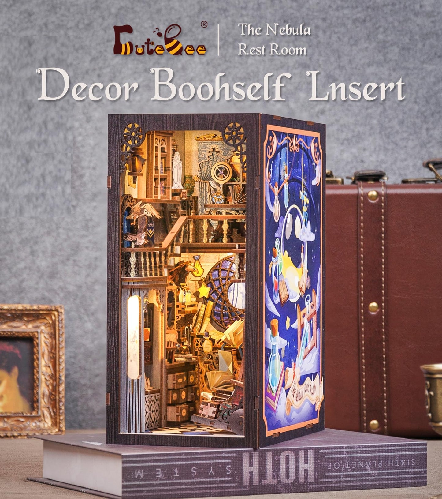 CUTEBEE Book Nook Kit - DIY Miniature House Kit for Adults & Teens