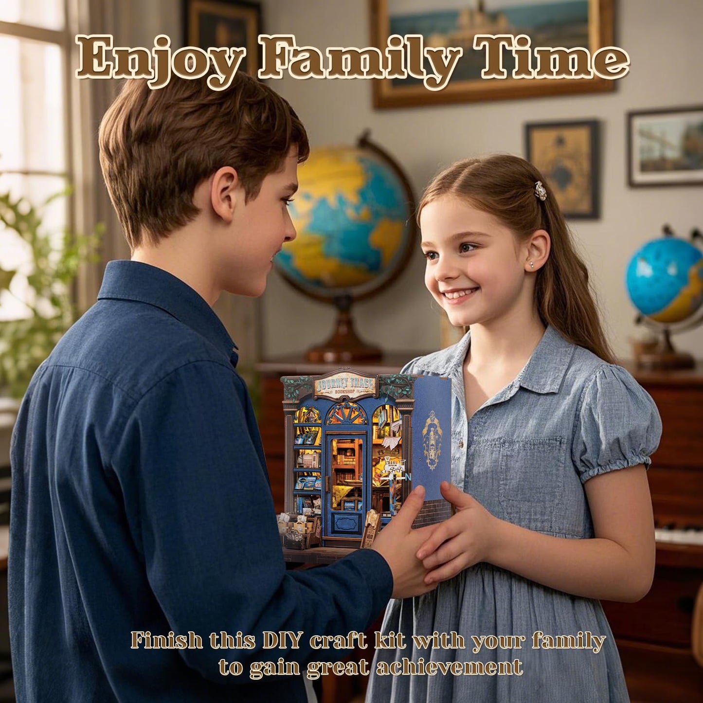 CUTEBEE Book Nook Kit – Travel-Themed DIY Miniature House for Adults & Teens | Journey Trace Bookshop