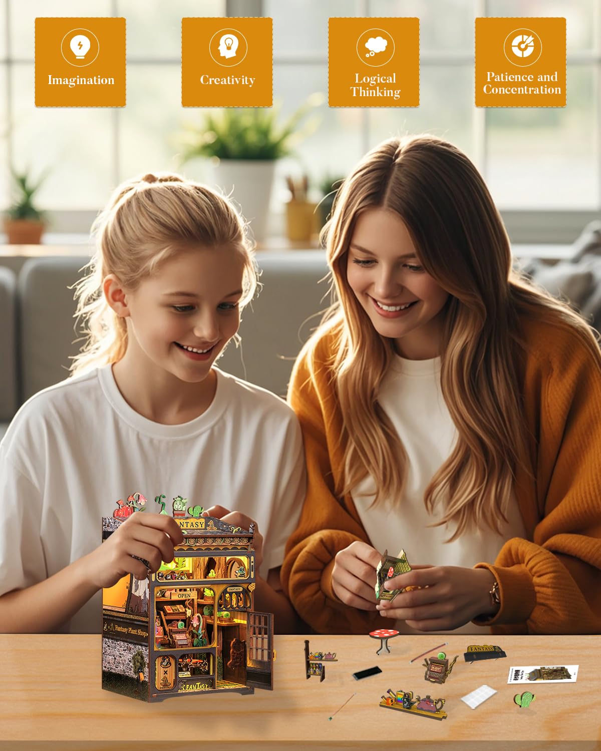 CUTEBEE Book Nook Kit – DIY Miniature House for Beginners | Fantasy Plant Shop Edition