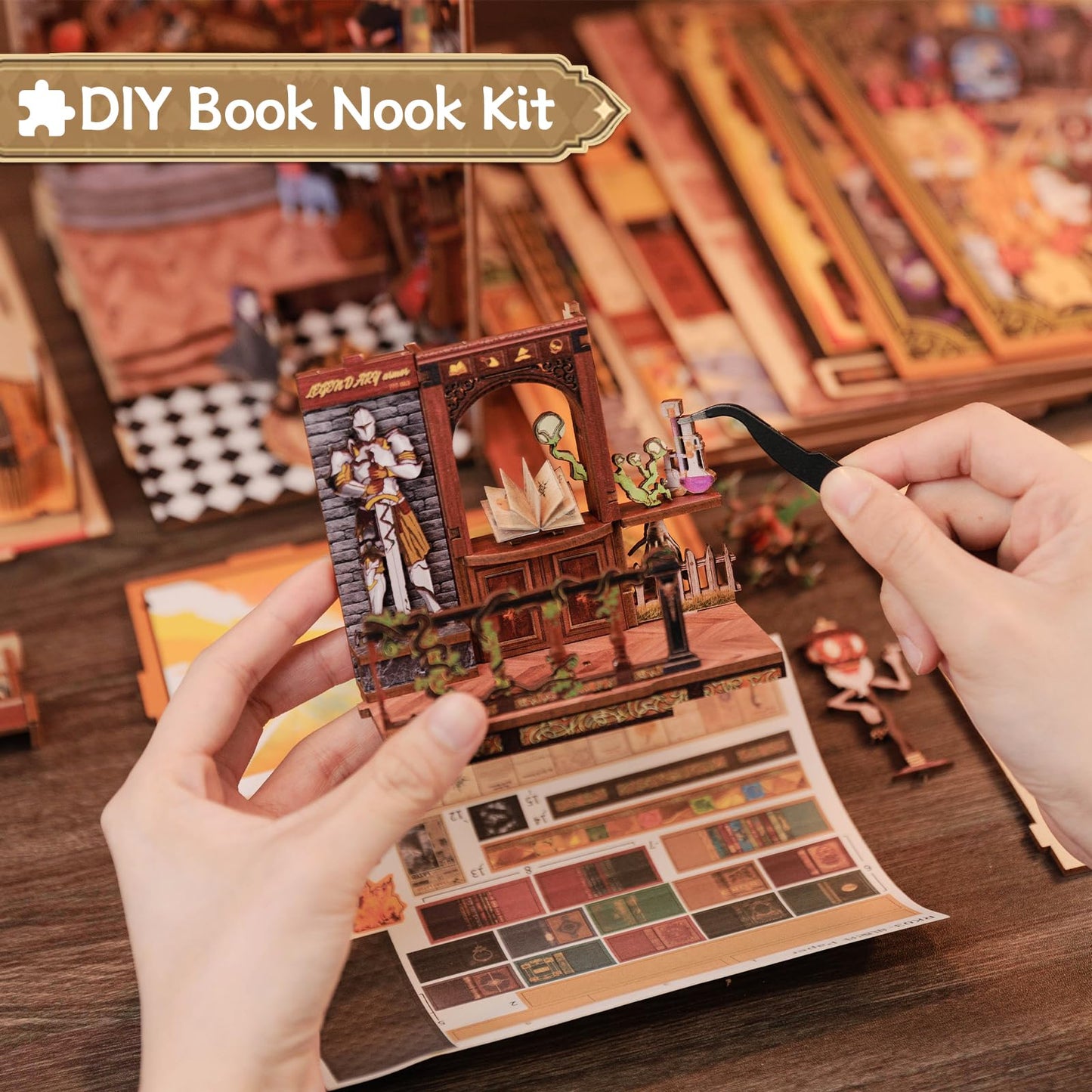CUTEBEE Book Nook Kit - DIY Miniature House for Adults & Teens