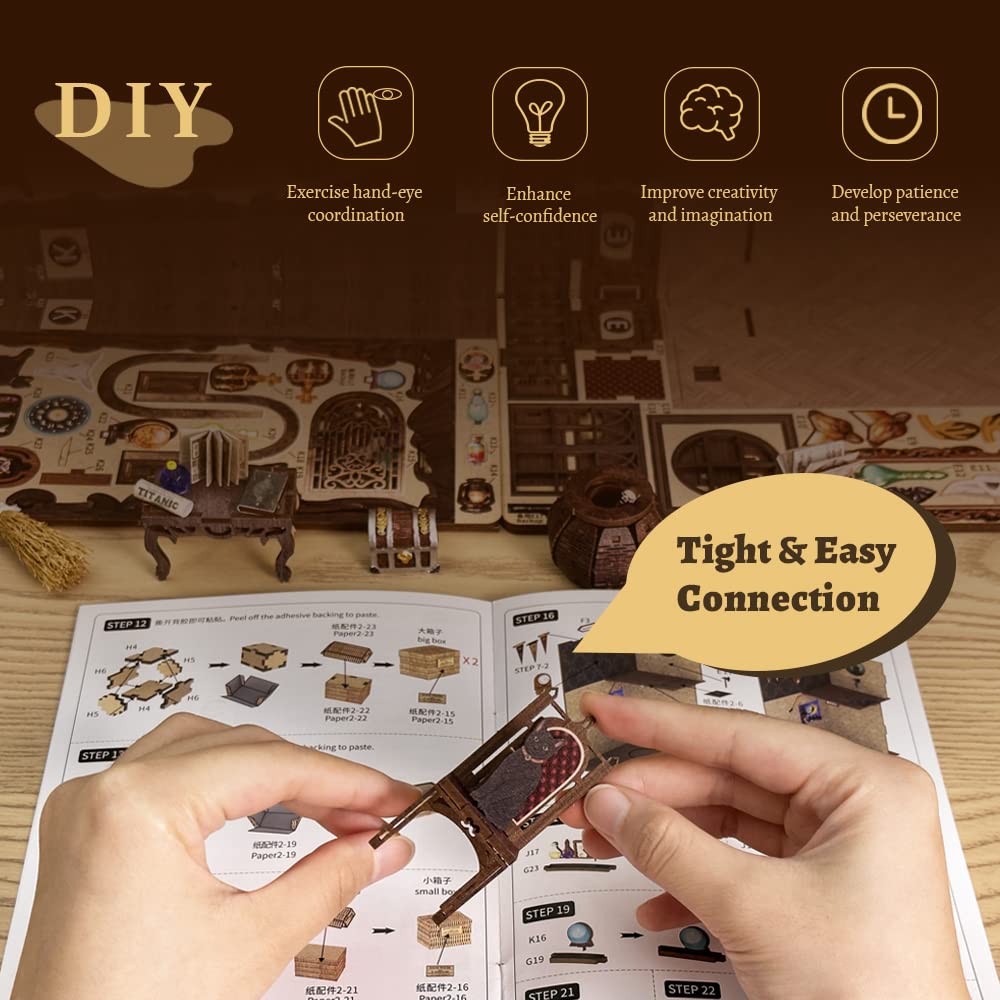 CUTEBEE Book Nook Kit – DIY Miniature House Kit for Adults & Teens | 3D Wooden Puzzle & Shelf Decor