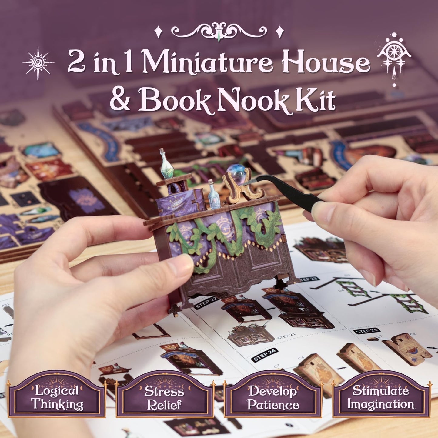 CUTEBEE Book Nook Kit – Astrology Bookshop DIY Miniature House for Adults & Teens