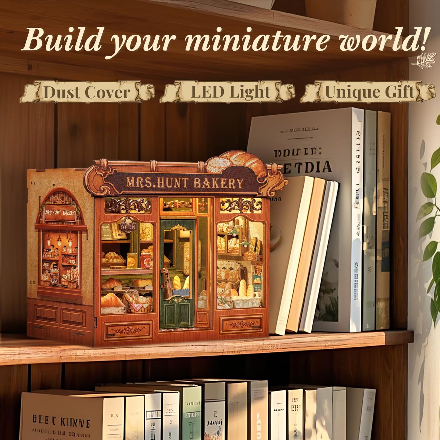 CUTEBEE Book Nook Kit – Mrs.Hunt Bakery DIY Miniature House 3D Puzzle