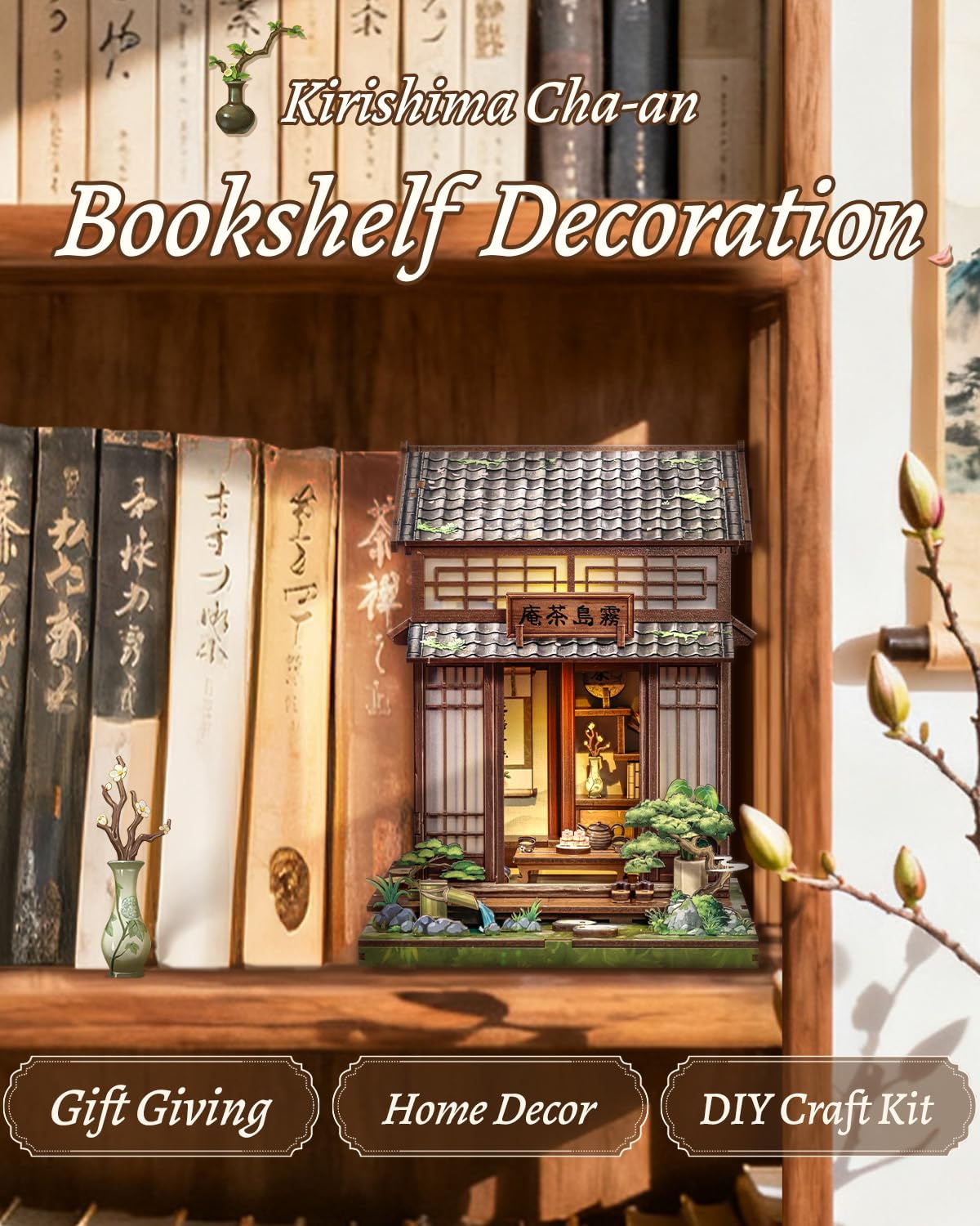 CUTEBEE Book Nook Kit: Kirishima Cha-an Japanese Tea House DIY