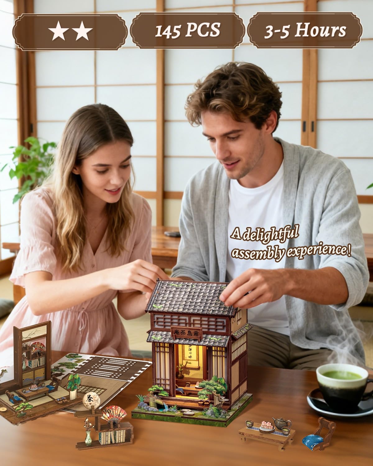 CUTEBEE Book Nook Kit: Kirishima Cha-an Japanese Tea House DIY