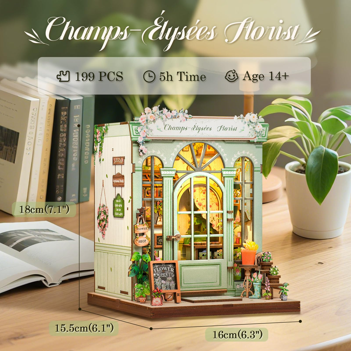 CUTEBEE Book Nook Kit – DIY Miniature Dollhouse & Illuminated Booknook for Teens & Adults