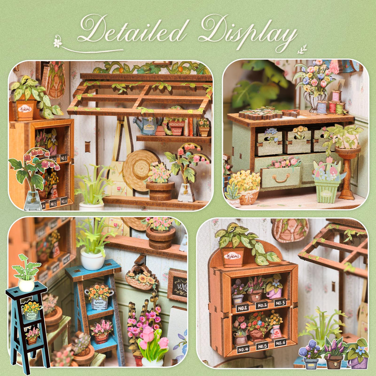 CUTEBEE Book Nook Kit – DIY Miniature House Dollhouse for Adults & Teens | Champs-Élysées Florist Edition