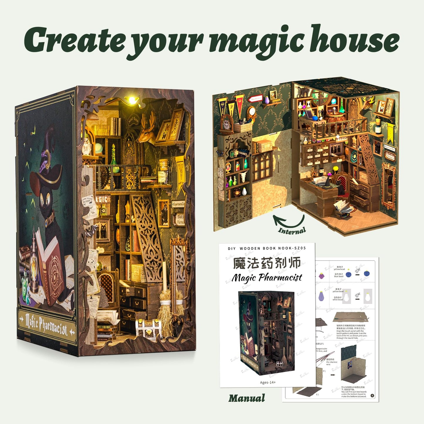 CUTEBEE Book Nook Kit – DIY Miniature House Kit for Adults & Teens | 3D Wooden Puzzle & Shelf Decor