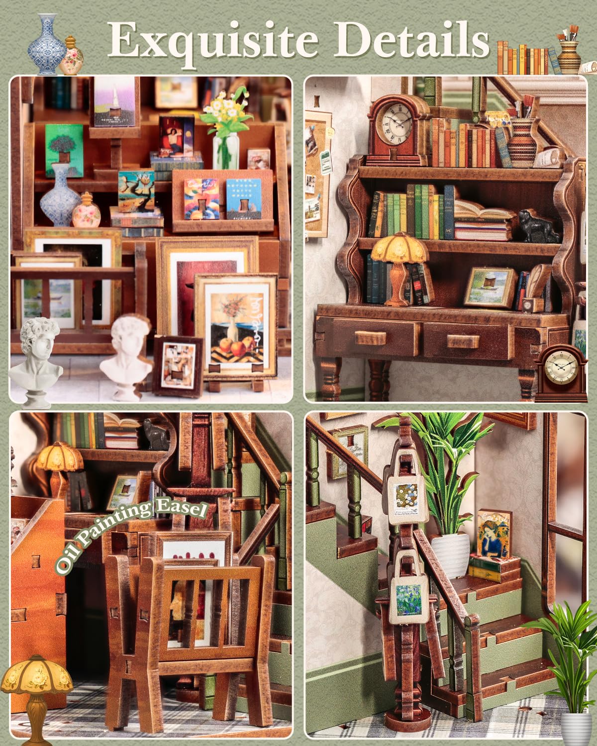 CUTEBEE Book Nook Kit – DIY Miniature Bookstore 3D Puzzle for Adults | Gallery Bookstore