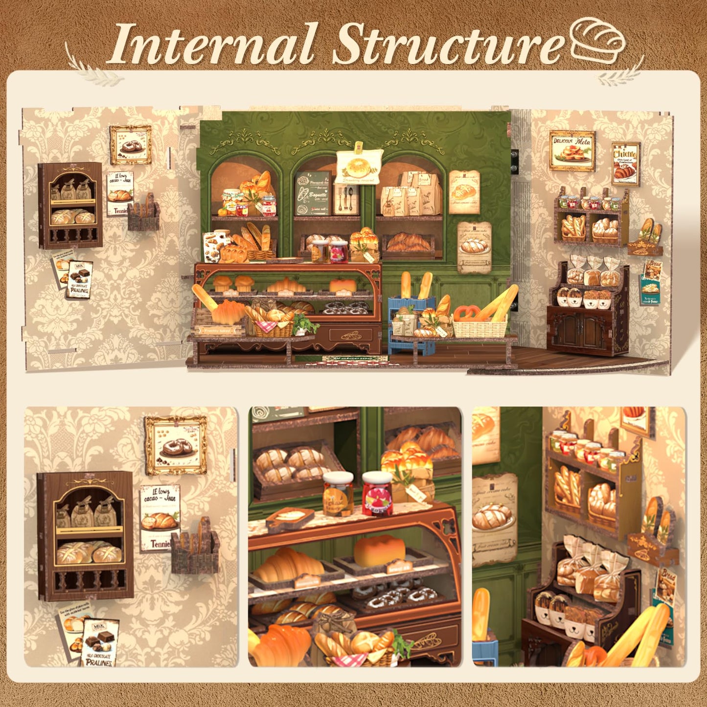 CUTEBEE Book Nook Kit: Mrs.Hunt Bakery DIY Miniature Dollhouse on Your Bookshelf