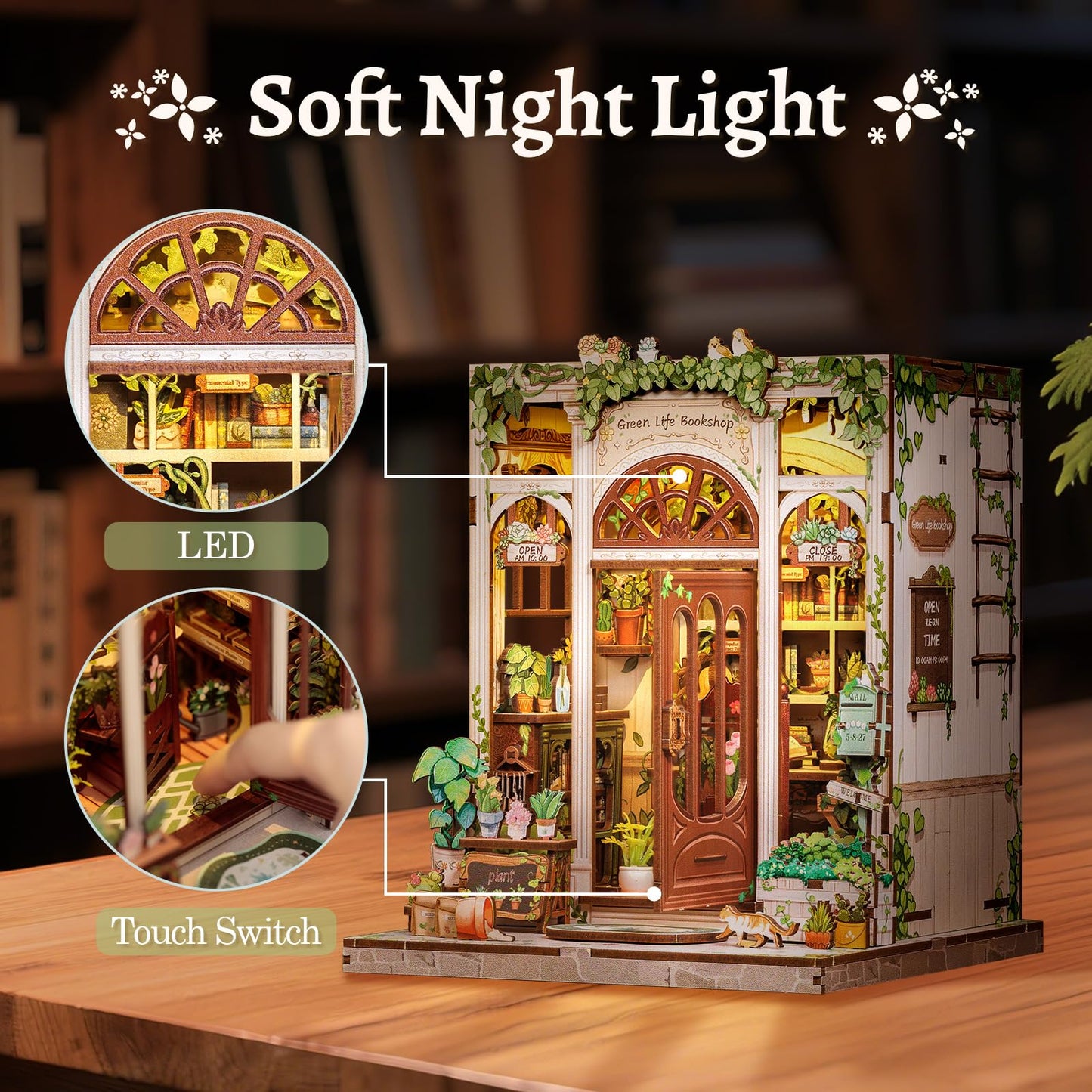 CUTEBEE Book Nook Kit — DIY Miniature Dollhouse for Adults & Teens | Green Life Bookshop