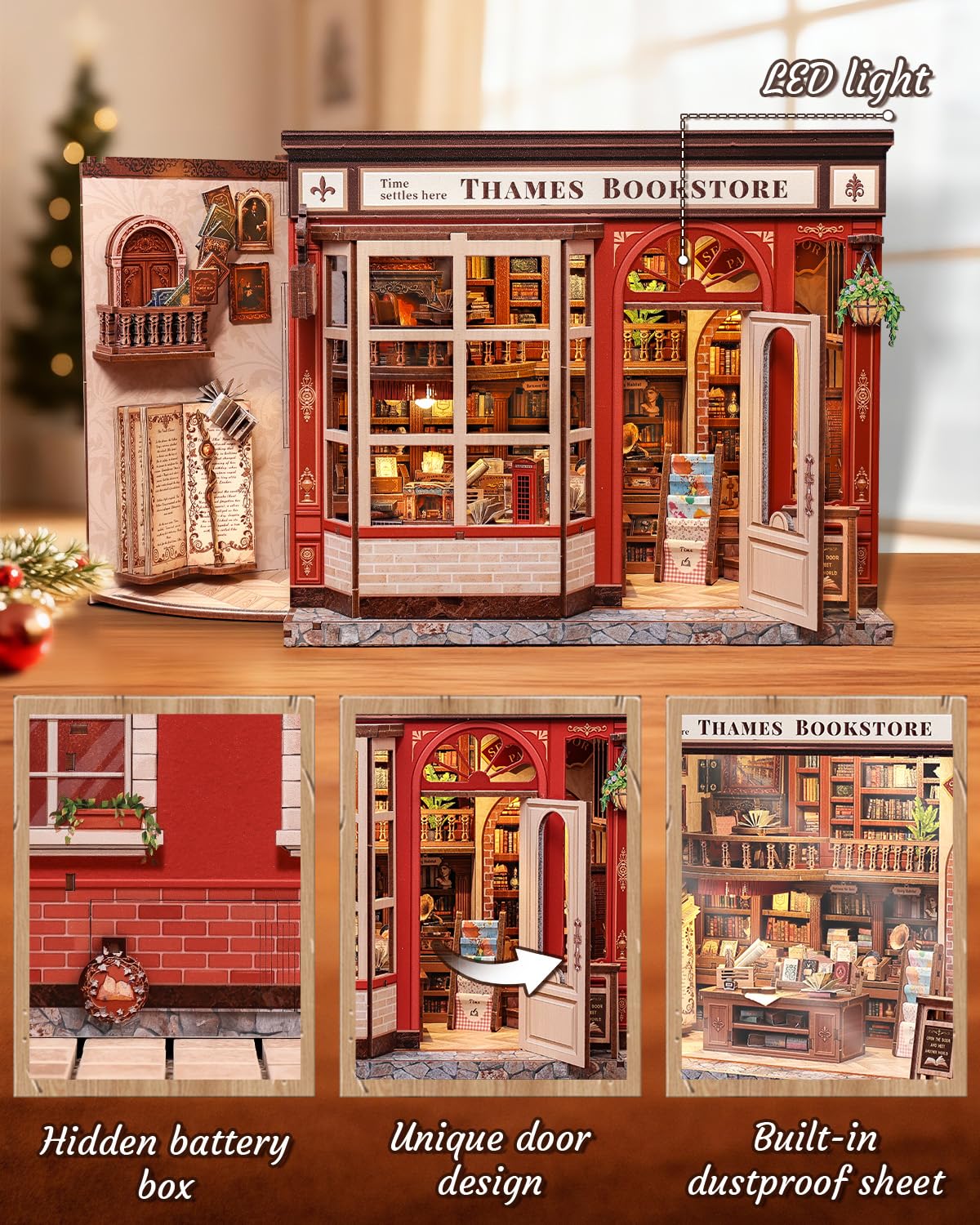 CUTEBEE Book Nook Kit – DIY Miniature Dollhouse for Adults & Teens (Thames Bookstore)