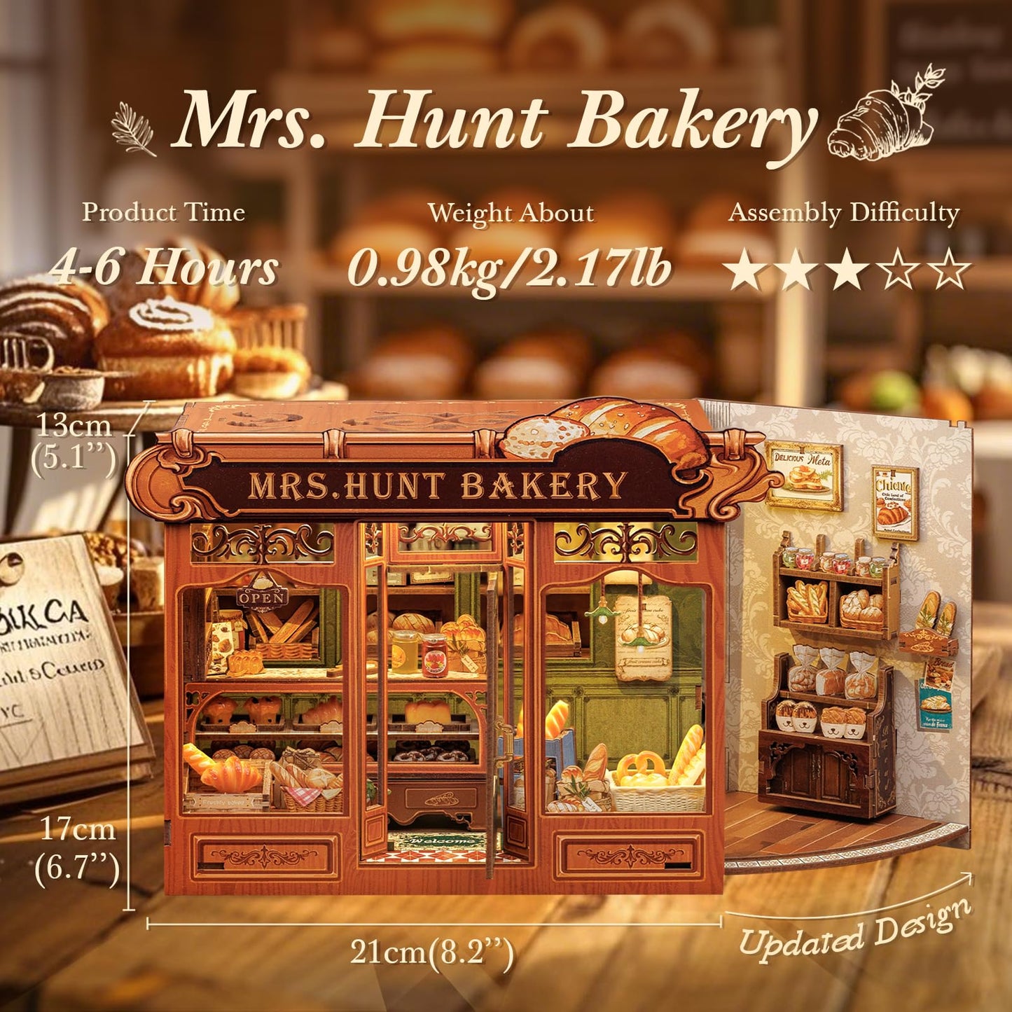 CUTEBEE Book Nook Kit – Mrs.Hunt Bakery DIY Miniature House 3D Puzzle