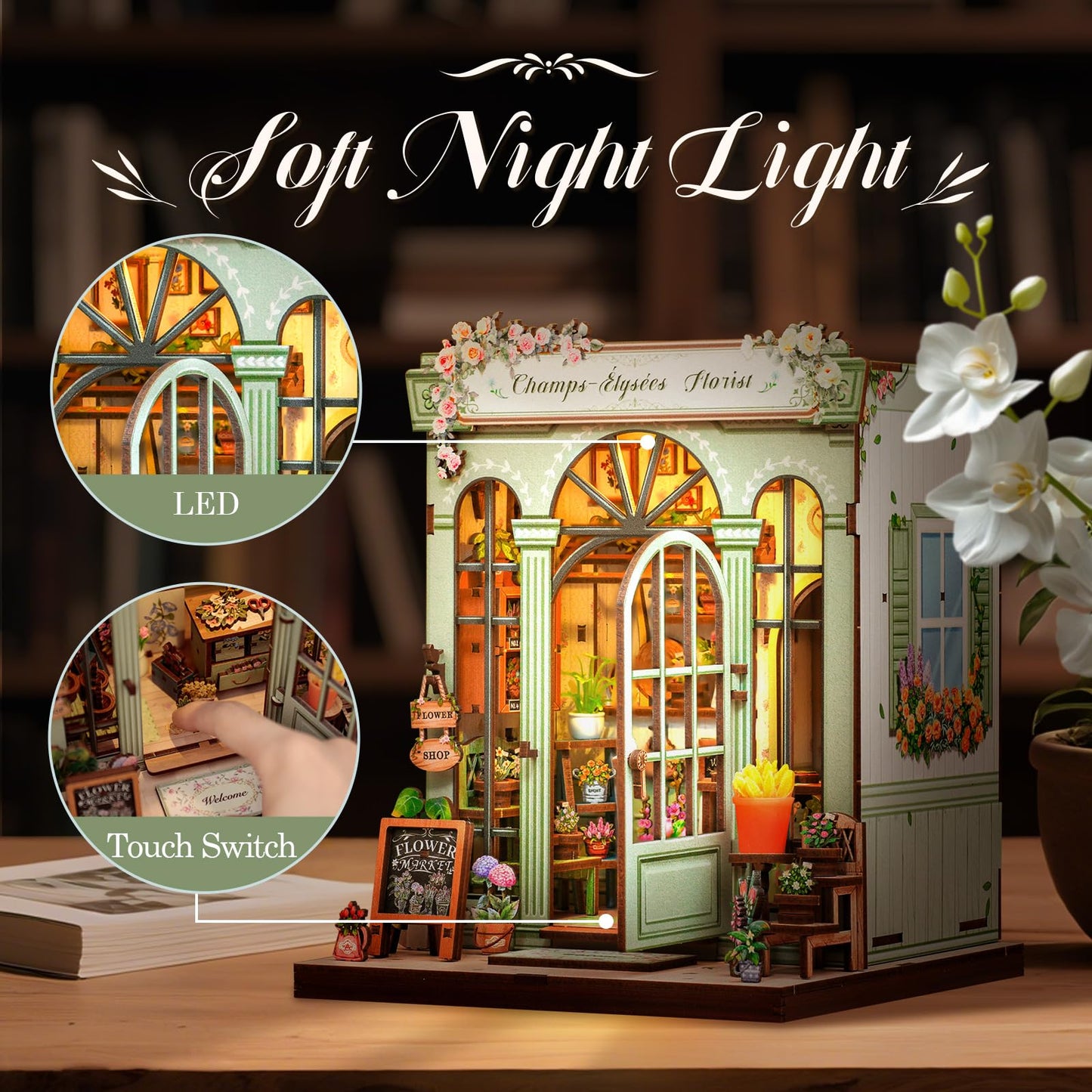CUTEBEE Book Nook Kit – DIY Miniature Dollhouse & Illuminated Booknook for Teens & Adults