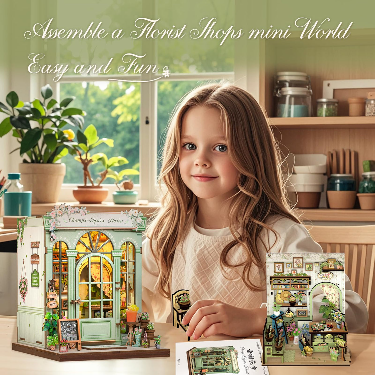 CUTEBEE Book Nook Kit – DIY Miniature House Dollhouse for Adults & Teens | Champs-Élysées Florist Edition