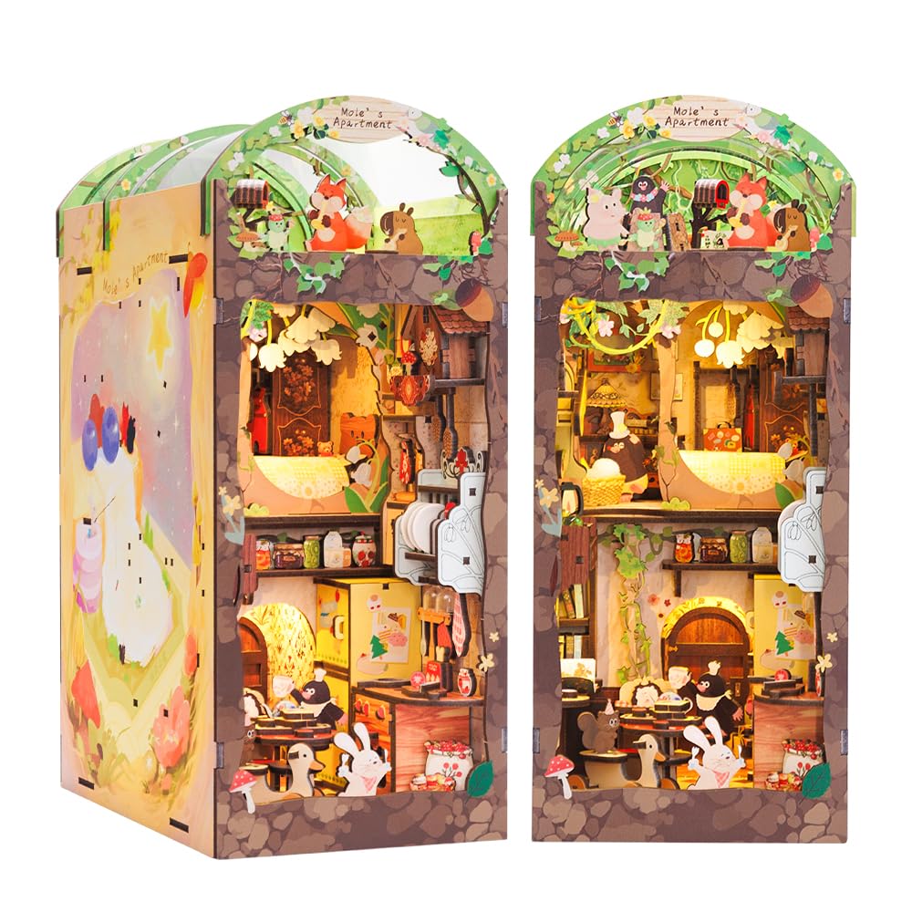CUTEBEE Book Nook Kit – Mole's Apartment DIY Miniature House for Bookshelf Decor
