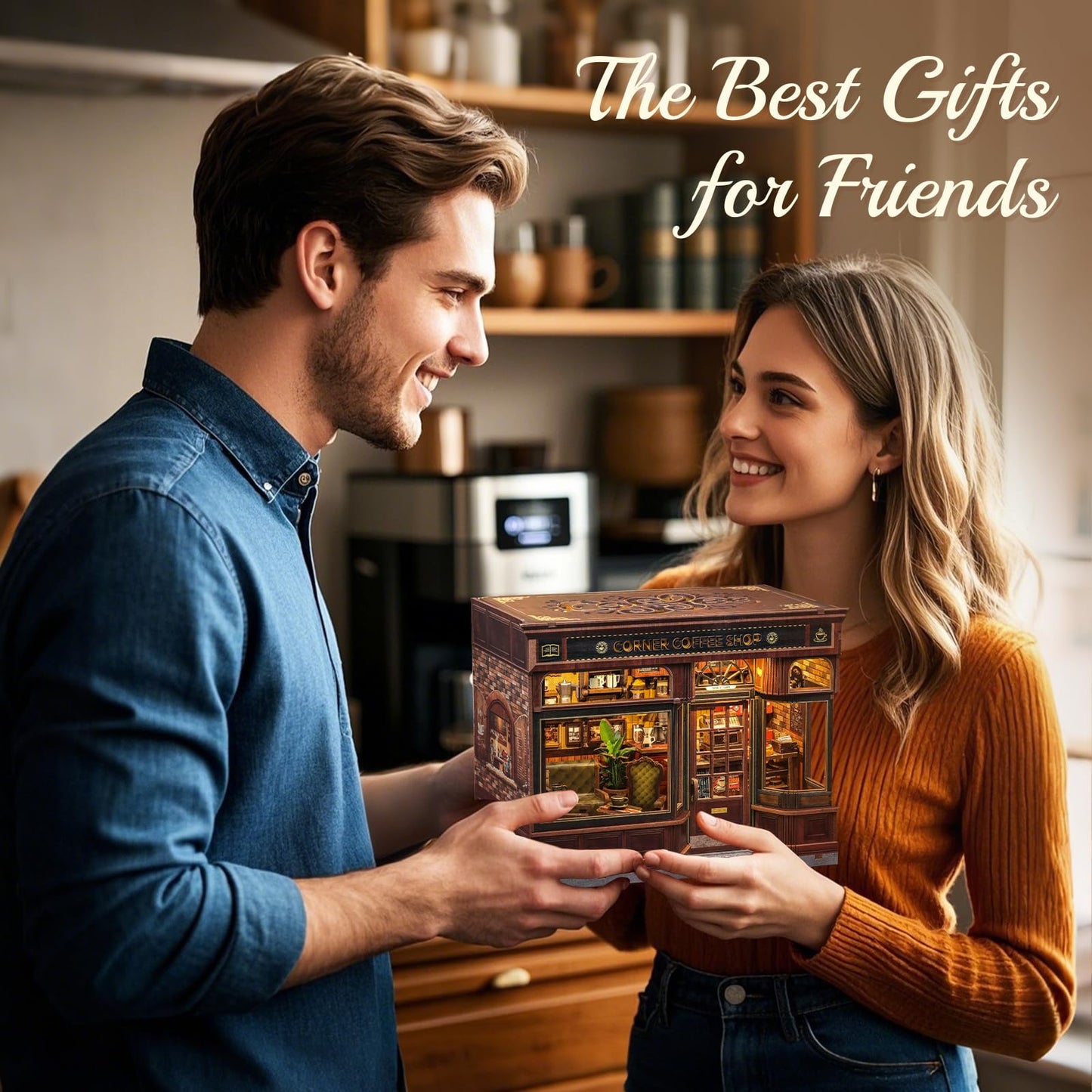 CUTEBEE Book Nook Kit – DIY Miniature Coffee Shop Dollhouse for Adults | 3D Wooden Puzzle