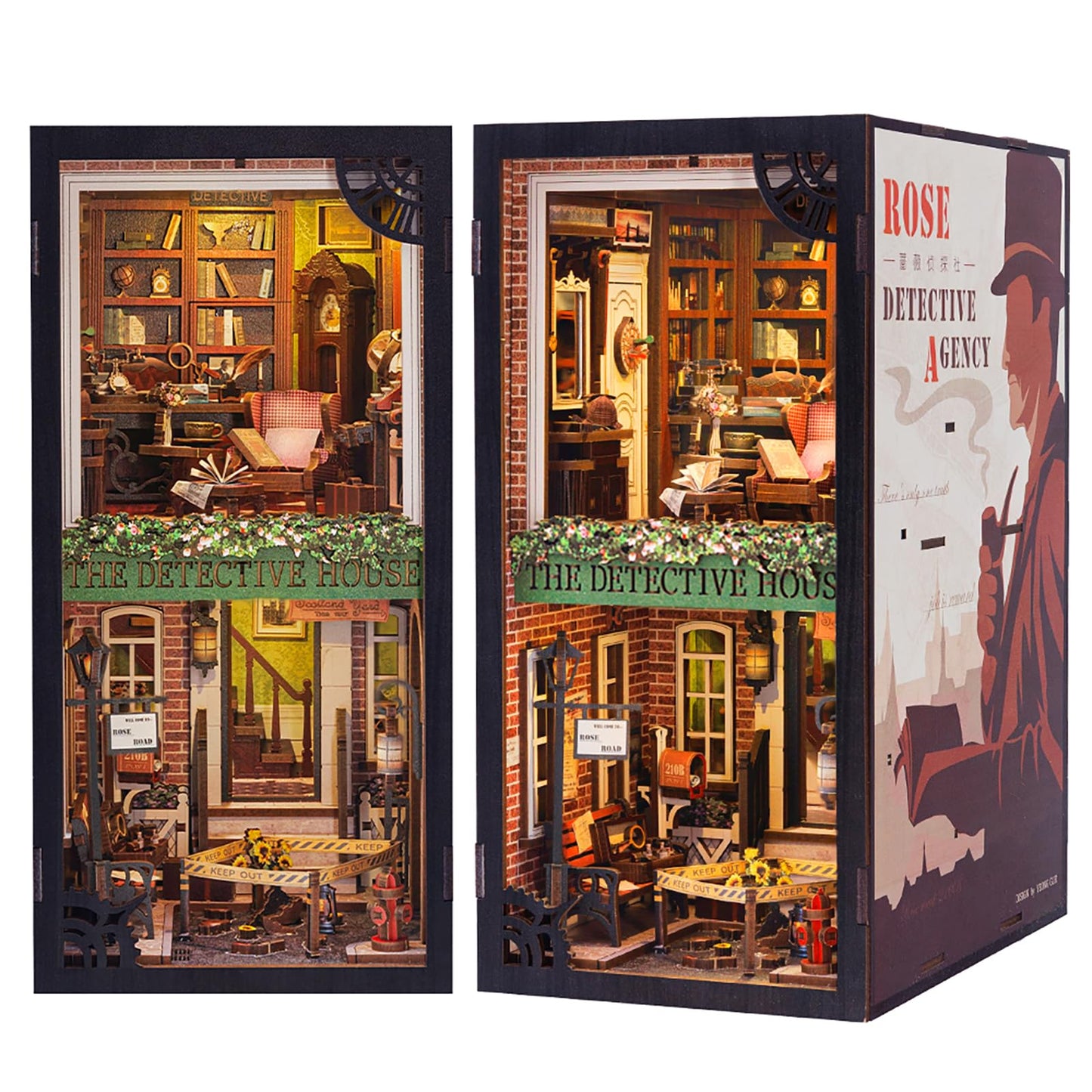 CUTEBEE Book Nook Kit – DIY Miniature Dollhouse with LED Light for Shelves