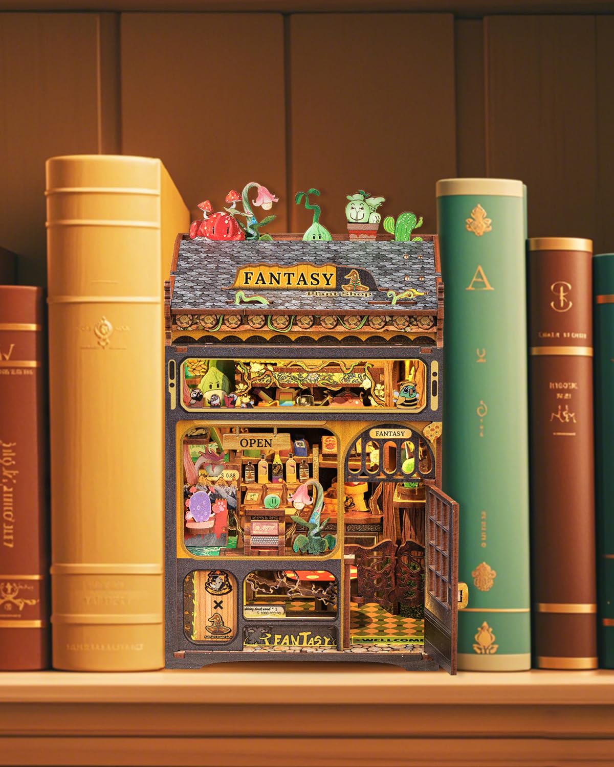 CUTEBEE Book Nook Kit – DIY Miniature House for Beginners | Fantasy Plant Shop Edition