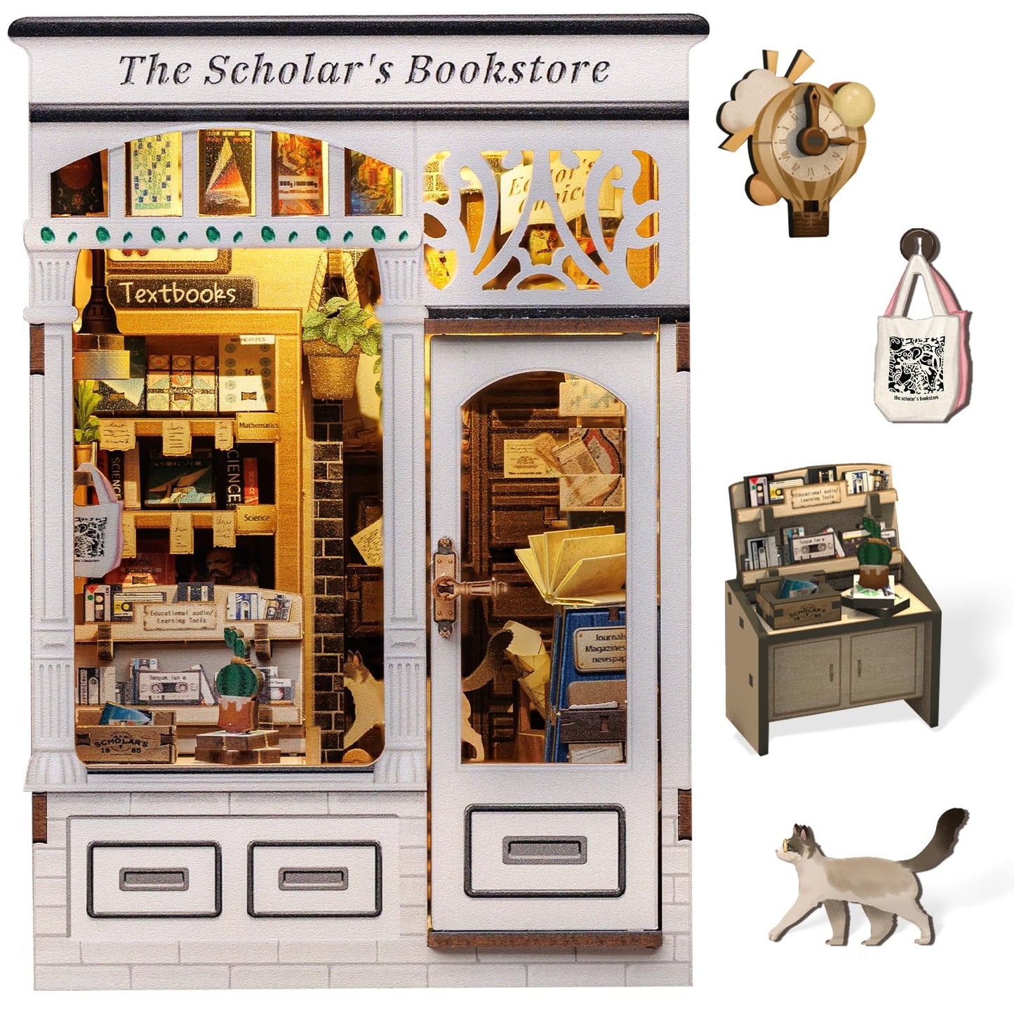 CUTEBEE Book Nook Kit – DIY Miniature Library House for Adults & Teens (3D Puzzle)