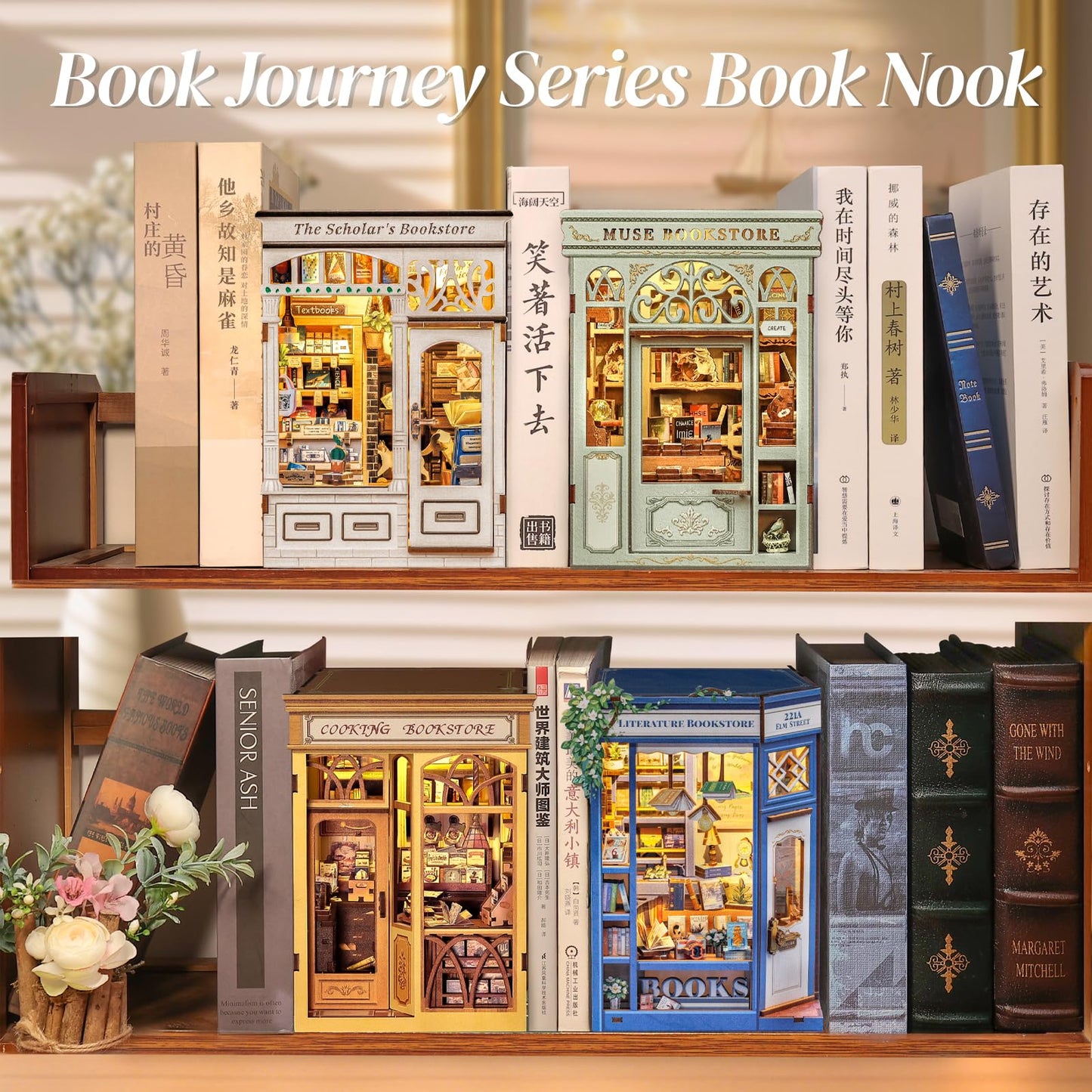 CUTEBEE Book Nook Kit – DIY Miniature Library House for Adults & Teens (3D Puzzle)