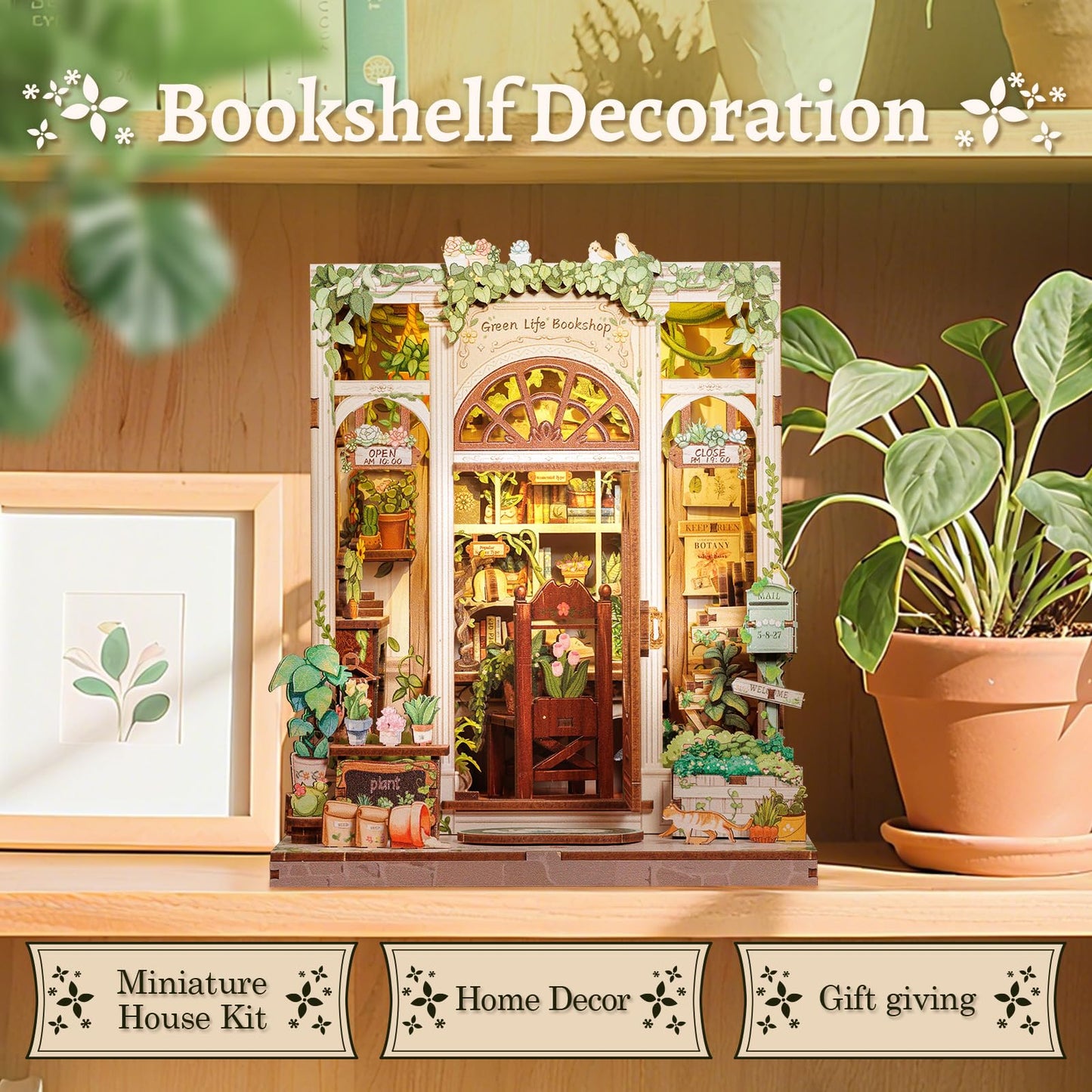 CUTEBEE Book Nook Kit — DIY Miniature Dollhouse for Adults & Teens | Green Life Bookshop